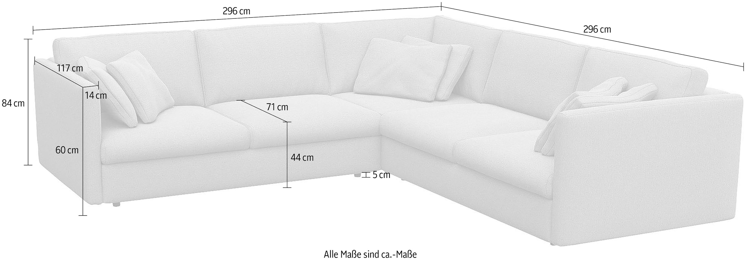 FLEXLUX Ecksofa »Lovane«, Weich & anschmiegsam, große Sitztiefe auf Kaltschaum, Dekokissen inkl.