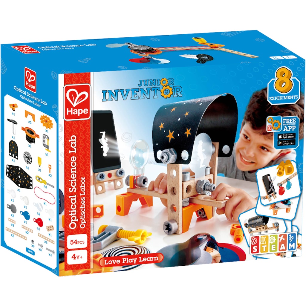 Hape Konstruktions-Spielset »Junior Inventor Optisches Labor«, (54 St.)