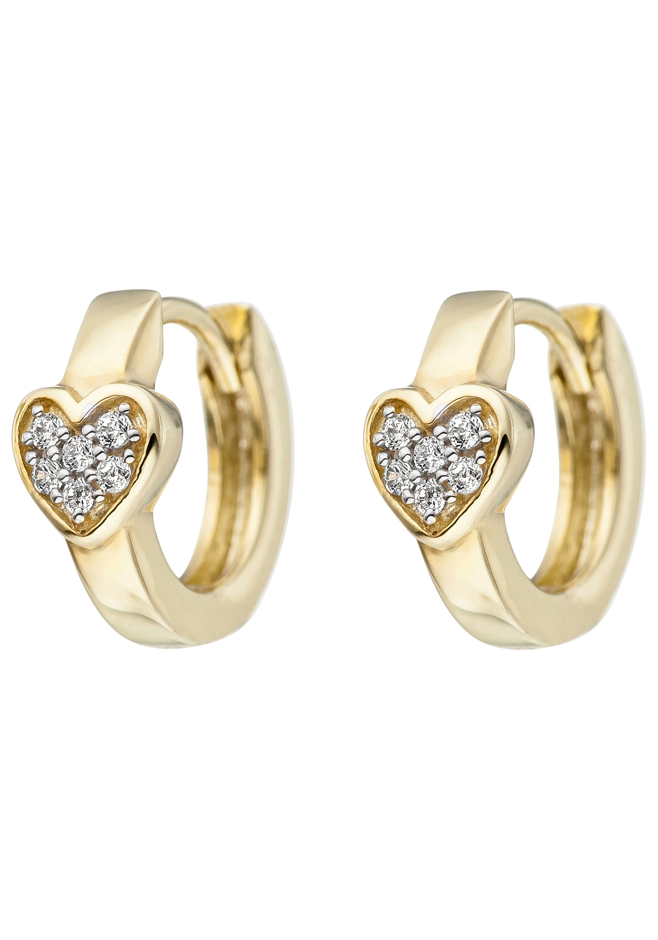 JOBO Heart Hoop Earrings Yellow Gold 11.5mm 2