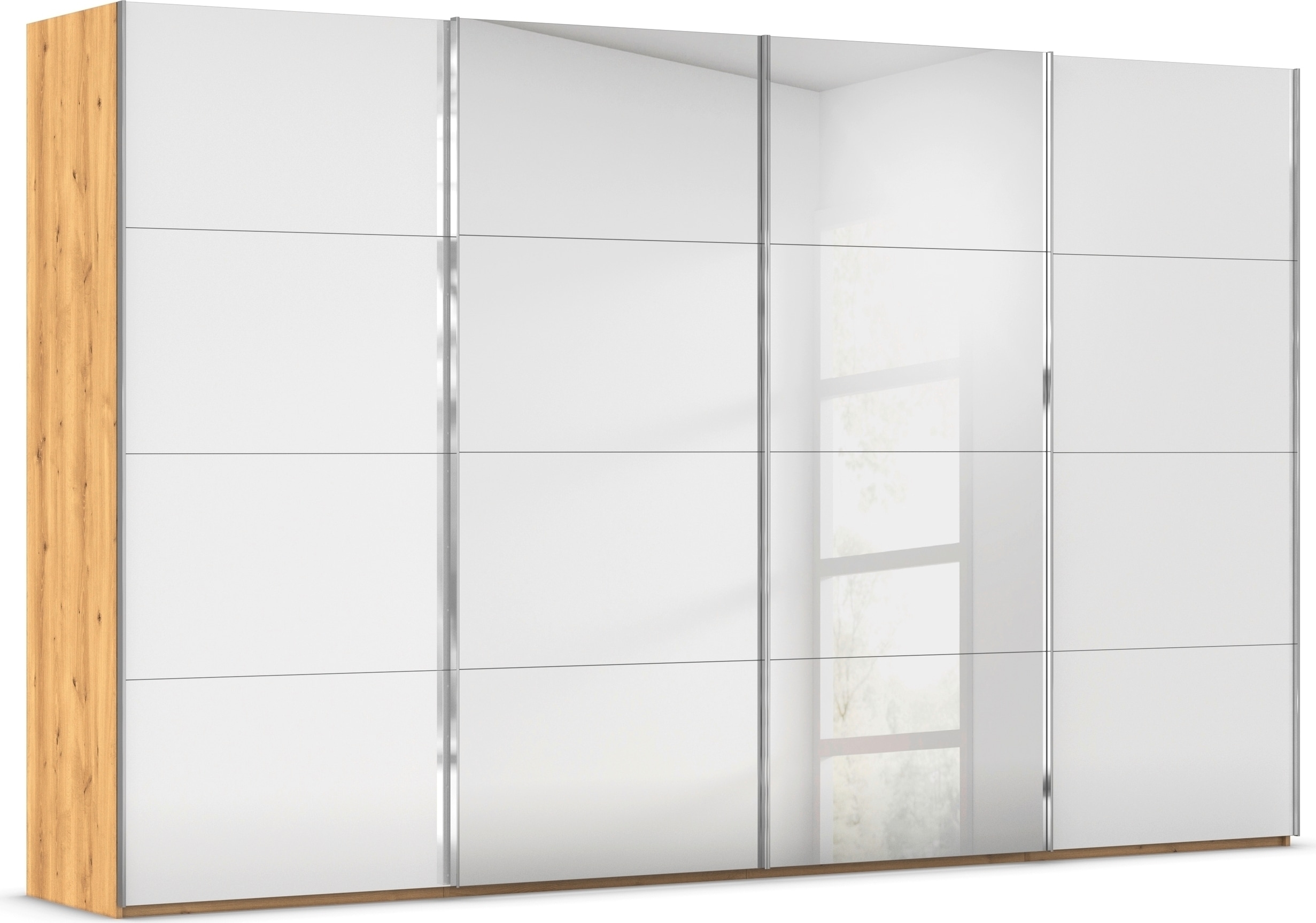 rauch "Kleiderschrank Schrank Garderobe Schlafzimmerschrank SCALE-FYRA" edle viergeteilte Türen Spiegel/Glas-Mix viele Farben MADE IN GERMANY