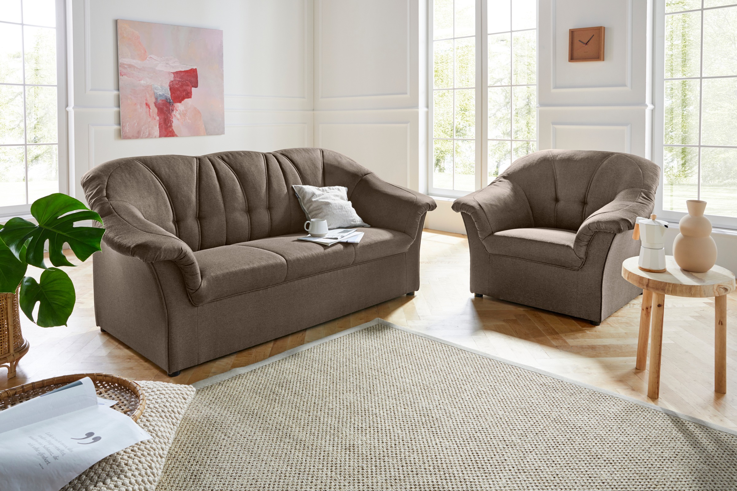DOMO collection Polstergarnitur "Pegnitz", (Set), Sessel und 3-Sitzer günstig online kaufen