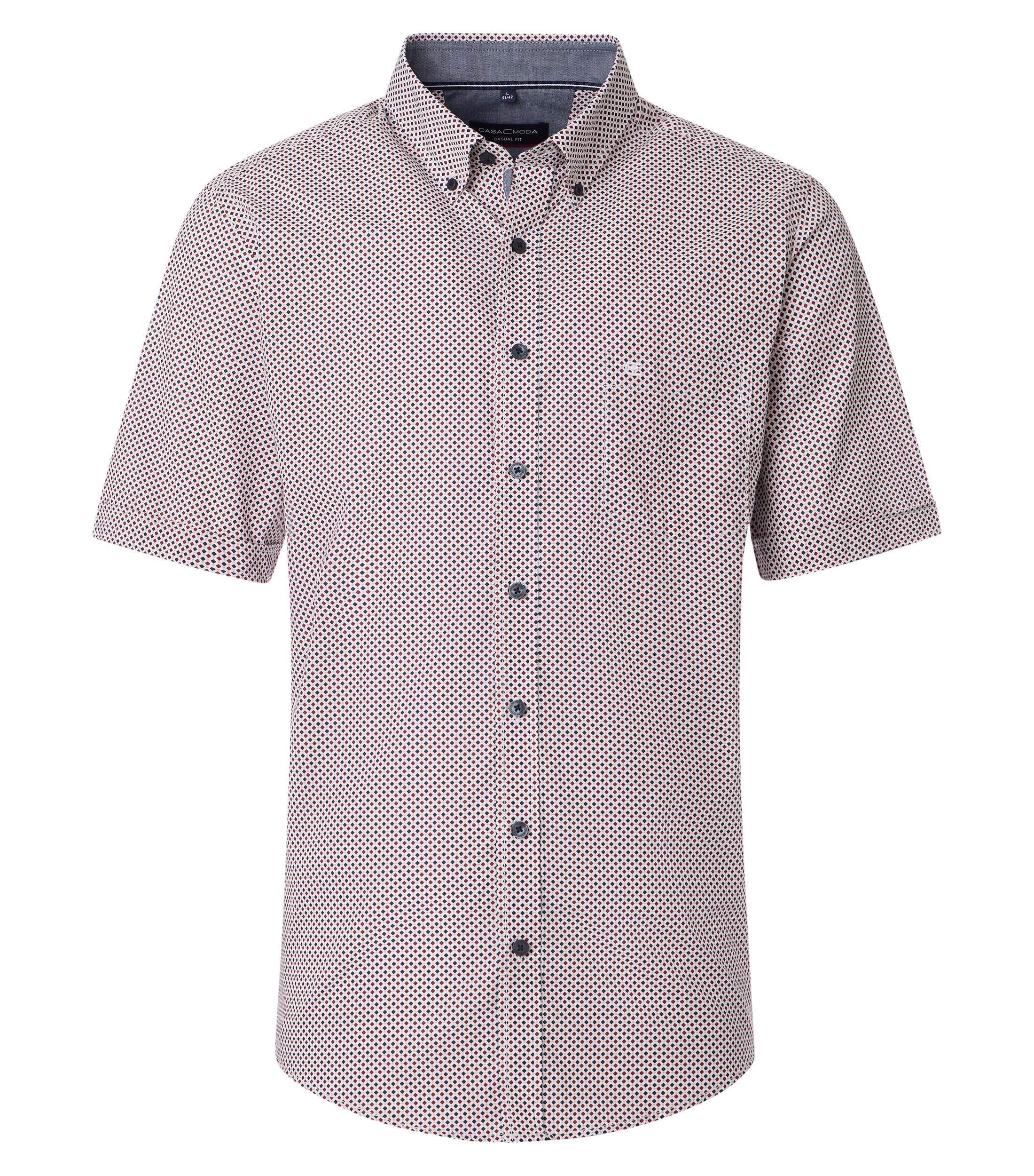 Kurzarmhemd CASAMODA "CASAMODA Freizeithemd Kurzarm Print", Herren, Gr. XXL, Normalgrößen, rot, 100% Baumwolle, bedruckt, lässig geschnitten, Hemden