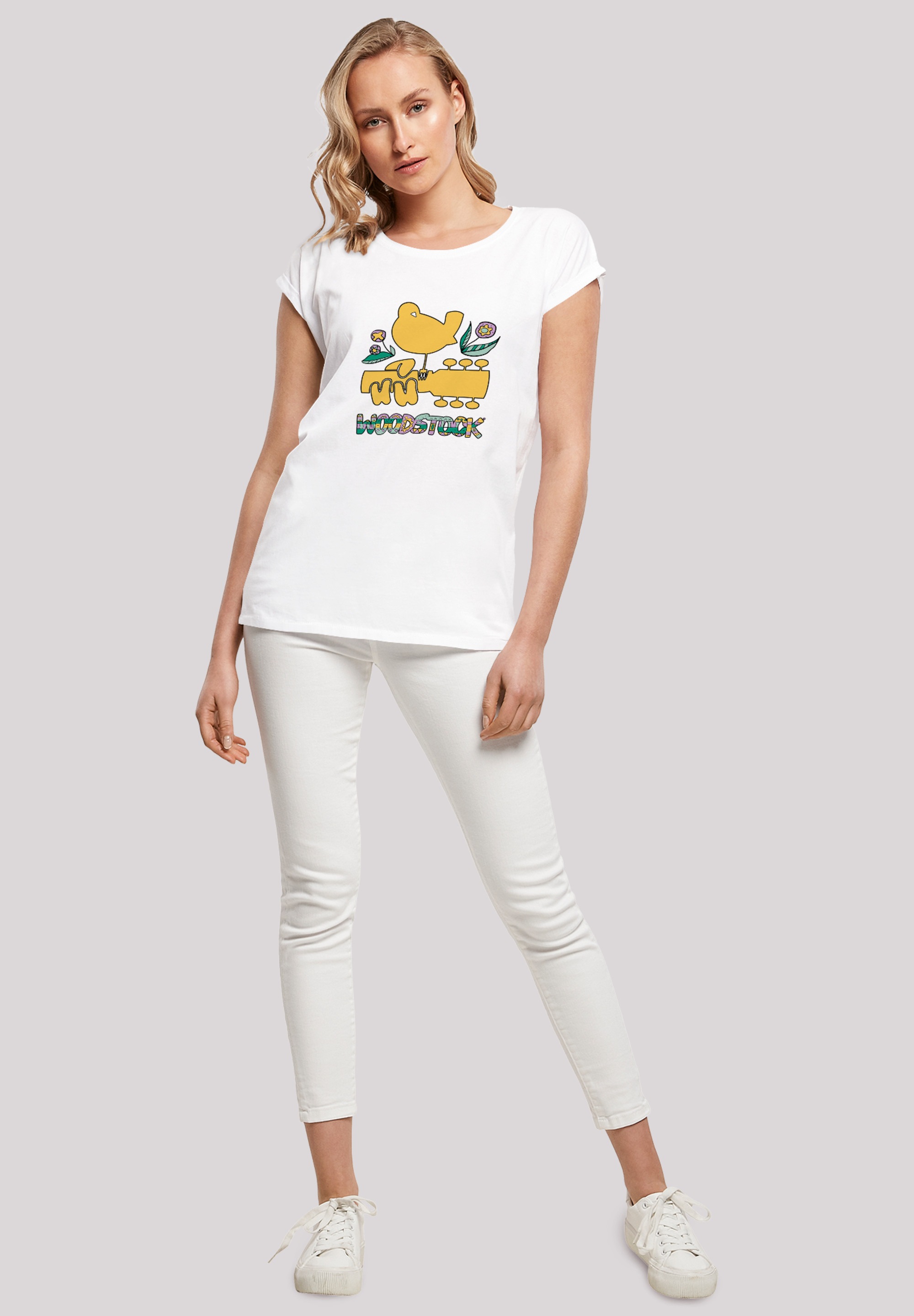 F4NT4STIC T-Shirt »Extended Shoulder T-Shirt Woodstock Artwork«, Damen,Premium Merch,Regular-Fit,Kurze Ärmel,Bandshirt