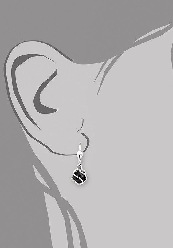 Paar Ohrhänger AMOR "2017170", silber (silberfarben, schwarz, schwarz), Ohrringe, Damen, Silber 925 (Sterlingsilber), Made in Germany, mit Onyx 4