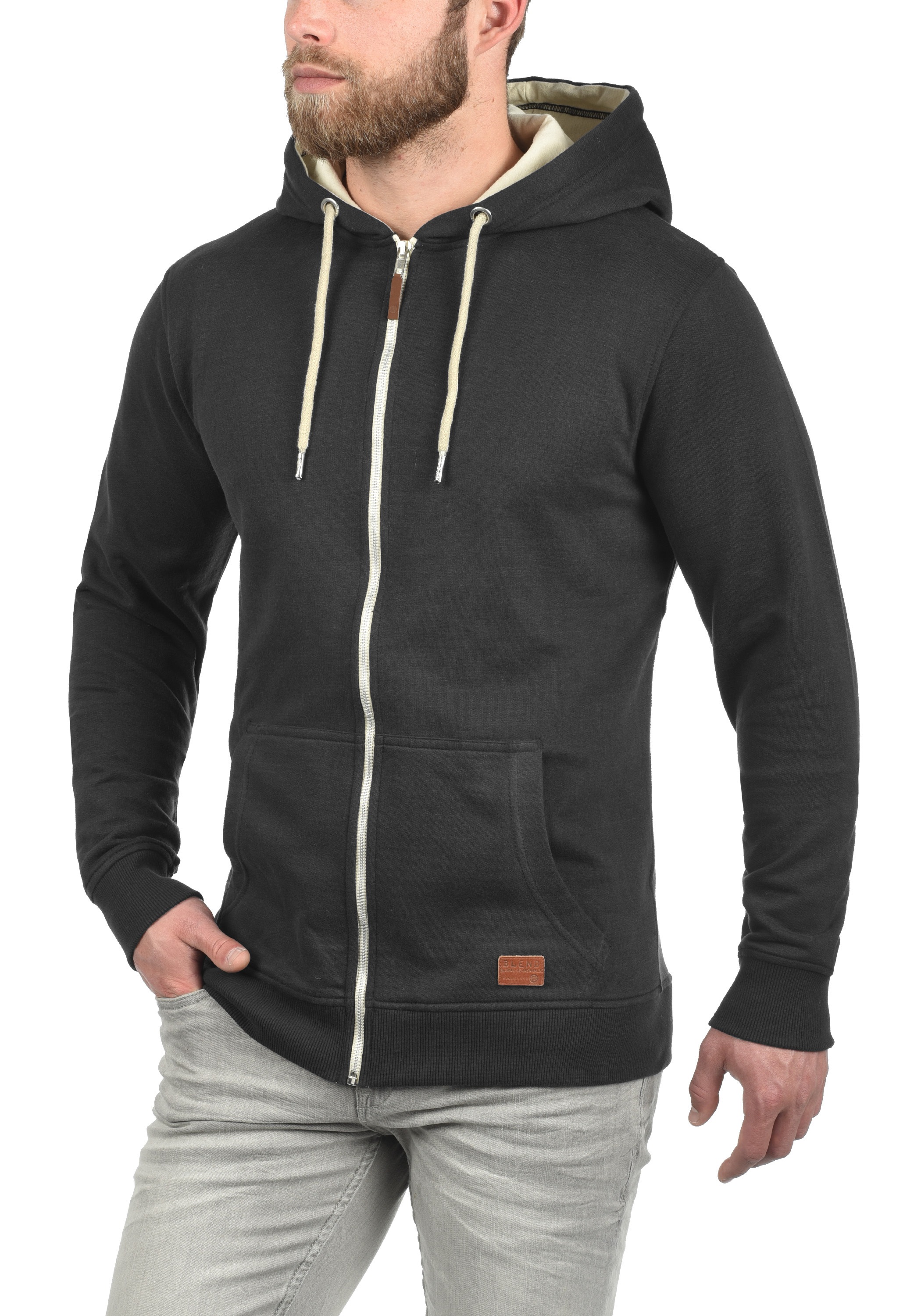 Kapuzensweatjacke BLEND "Kapuzensweatjacke BHHulker", Herren, Gr. L, schwarz, Obermaterial: 60% Baumwolle CO. 40% Polyester PES., Sweatjacken 3