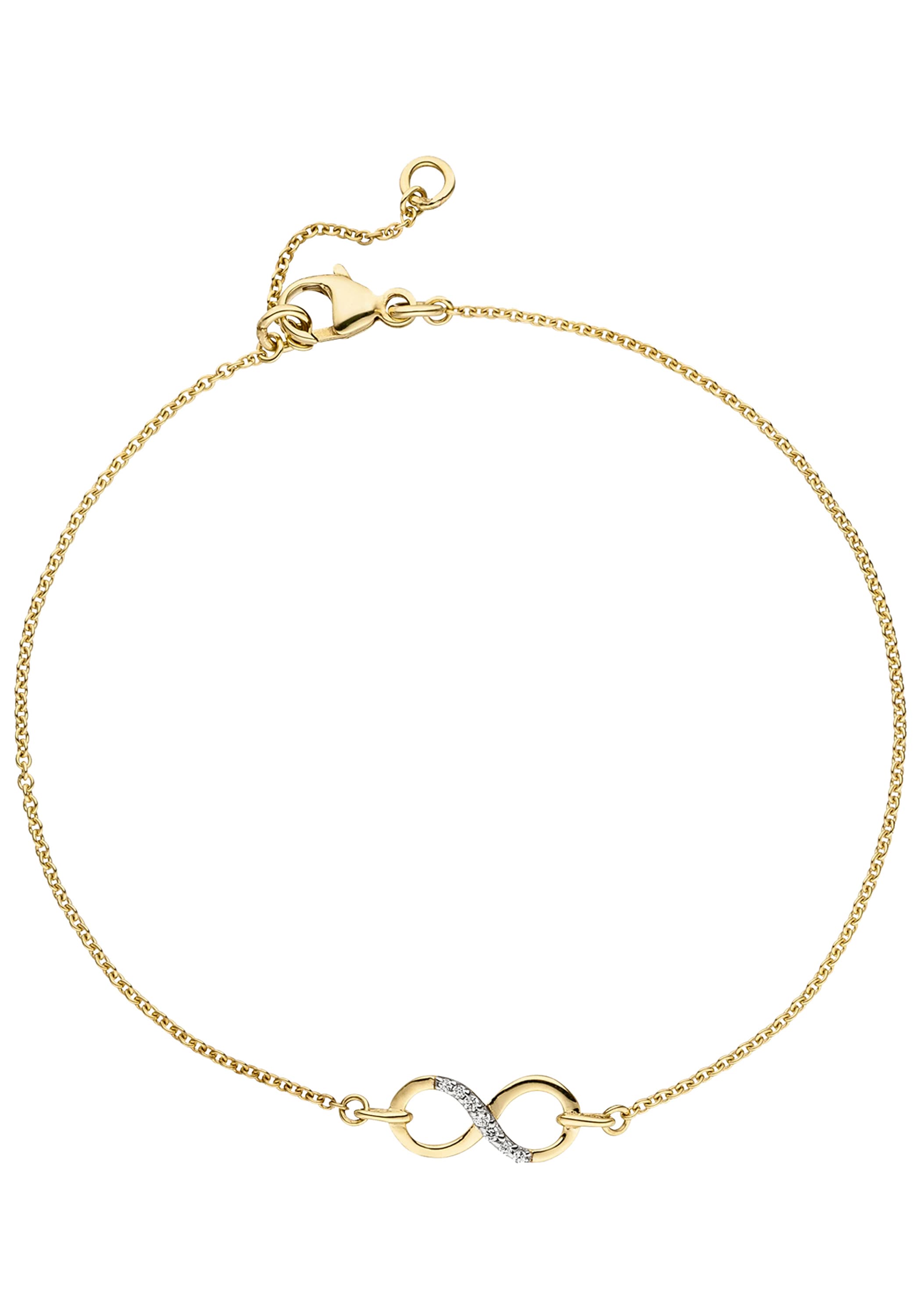 JOBO Goldarmband »Unendlichkeit«, 375 Gold bicolor mit 7 Zirkonia 19,5 cm