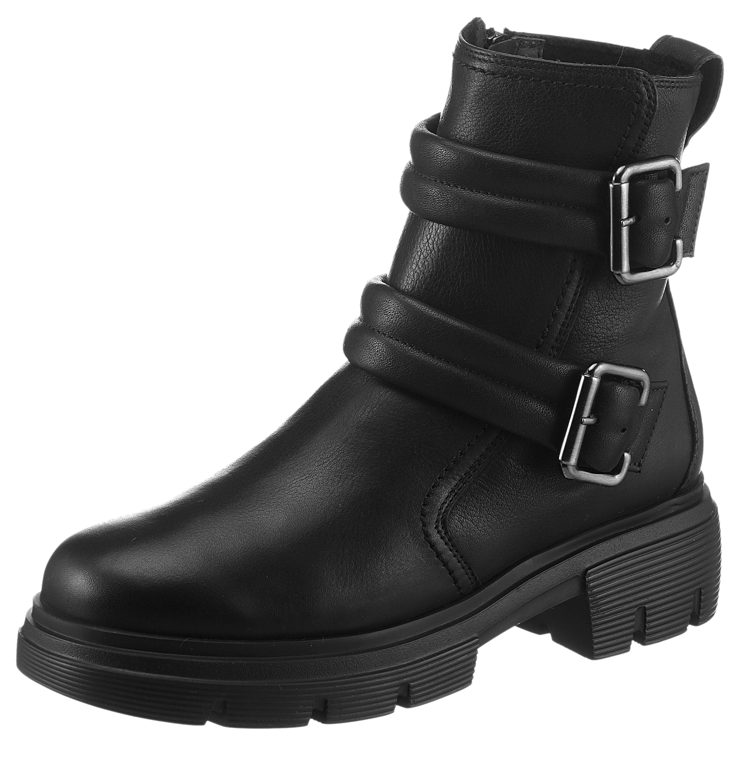 Paul Green Bikerboots, Blockabsatz, Reißverschluss-Stiefelette mit kräftiger Profilsohle