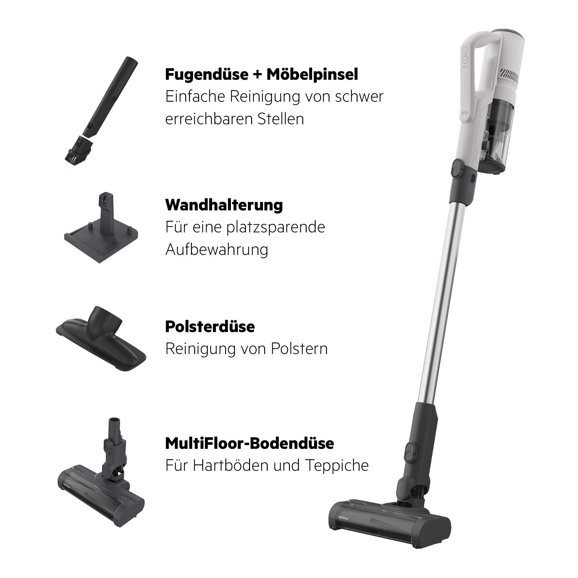 AEG Akku-Stielstaubsauger »AP51UH18ST« Extra stark, leicht & kabellos – keine Haarverwicklung, bis 50 Min.