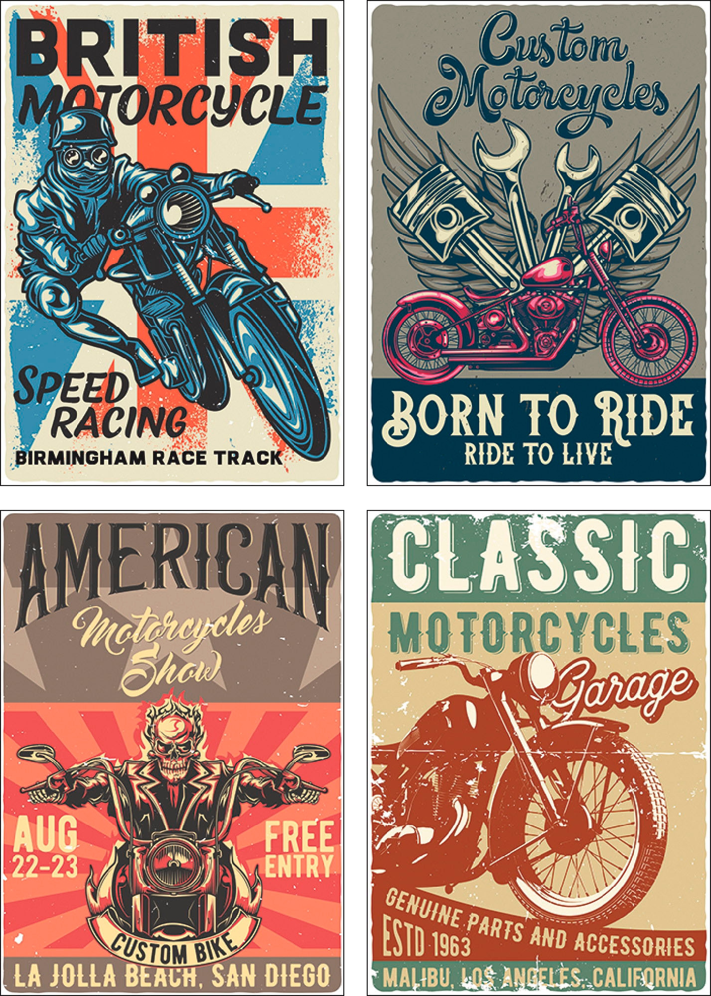 Artland Poster »Born to ride Totenkopf Motorra...