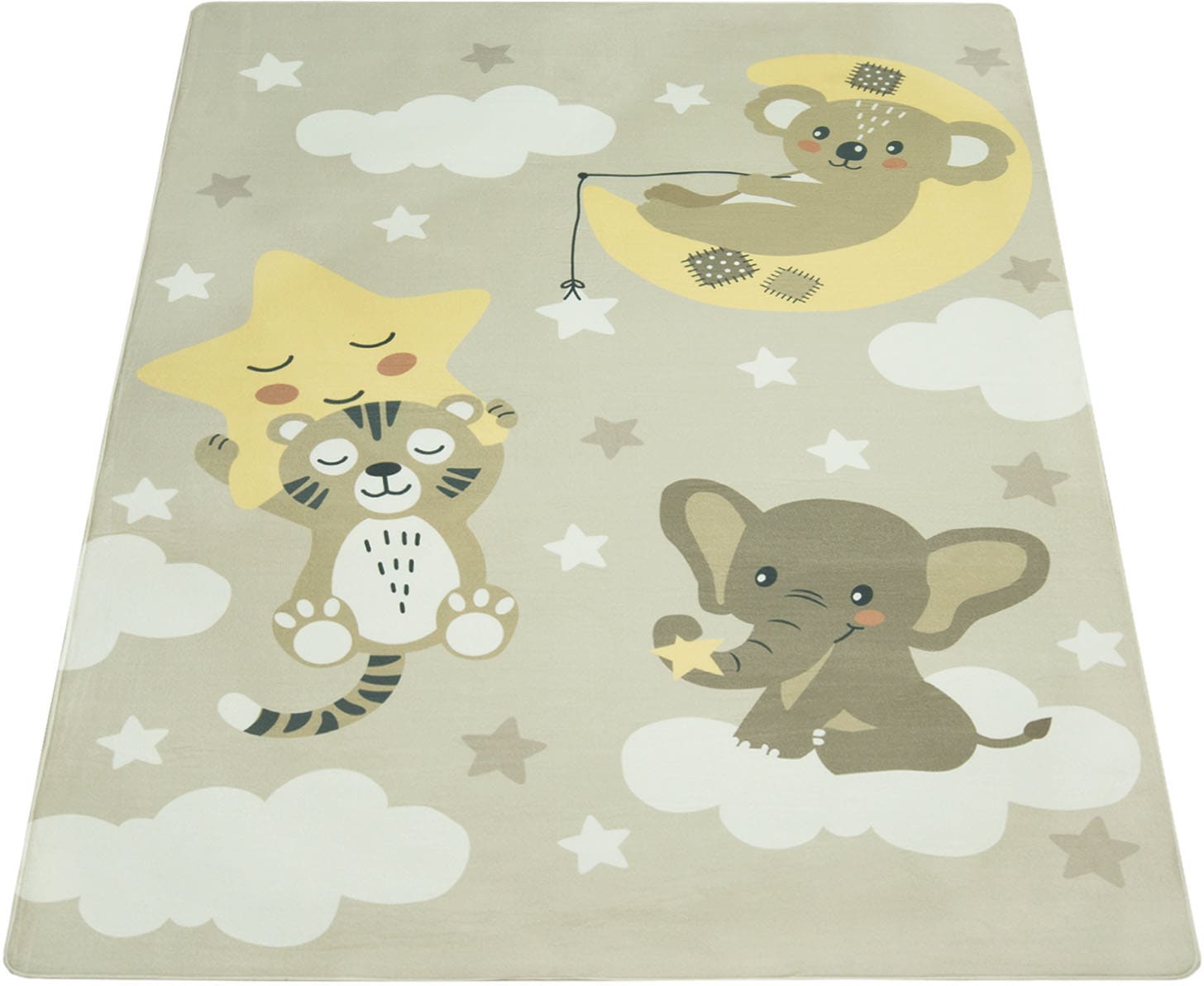 Paco Home Kinderteppich "Chicos 551", rechteckig, 2 mm Höhe, Flachgewebe, niedliches Kinder Design, Motiv Tiere, Kinderz