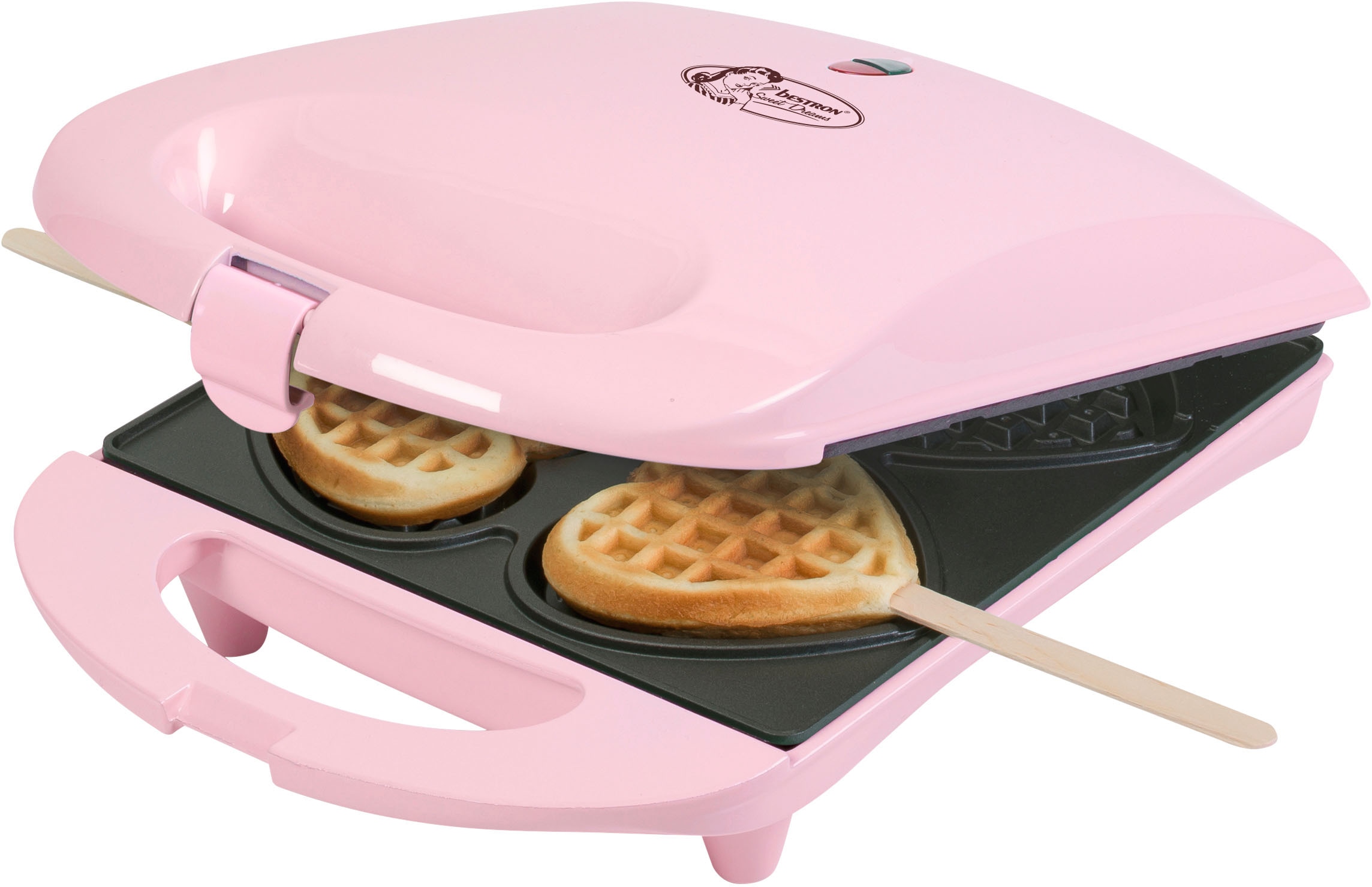 bestron Waffeleisen »DSW271P für Herzwaffeln am Stiel«, 780 W, Waffelmaker  mit Antihaftbeschichtung Retro Design | BAUR