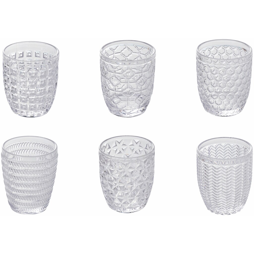 Villa d'Este Gläser-Set »Geometrie Transparent«, (Set, 6 tlg.), Wassergläser-Set, 6-teilig, Inhalt 300 ml