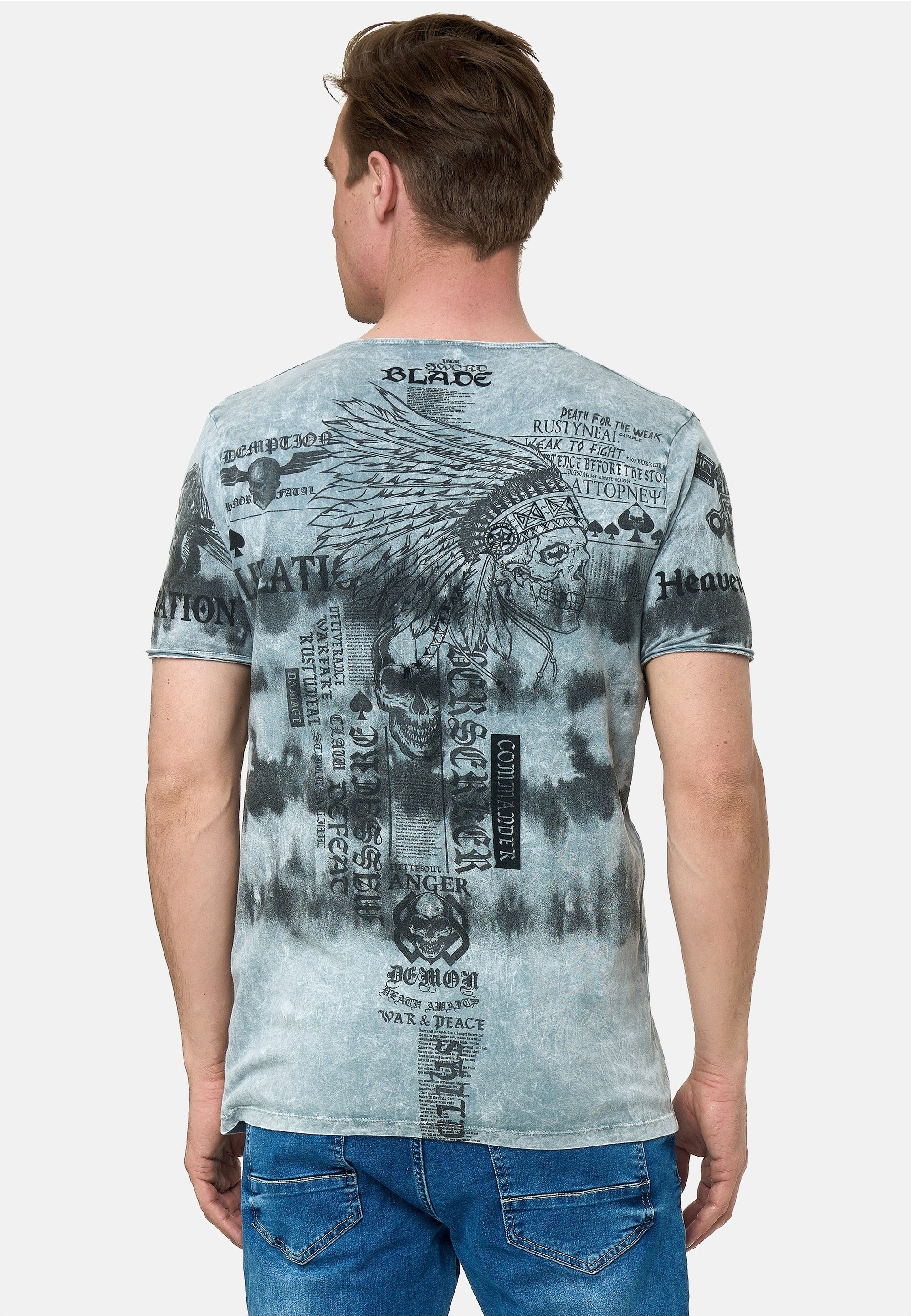 Rusty Neal T-Shirt in lässiger Batik-Optik