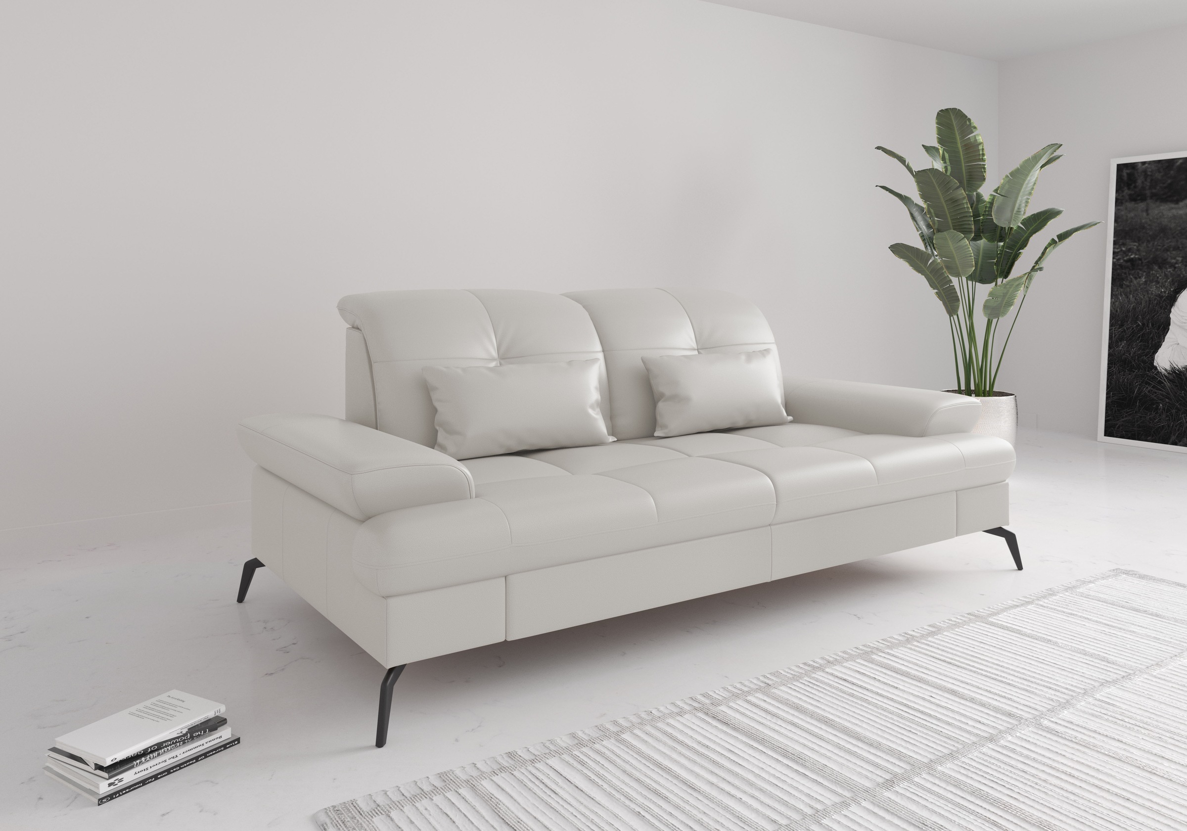 3-Sitzer SIT & MORE "Amica, inkl. Sitztiefenverstellung und Armteilverstellung", weiß (reinweiß), B:212cm H:90cm T:122cm, Sofas, wahlweise mit Kopfteilverstellung und Bettfunktion