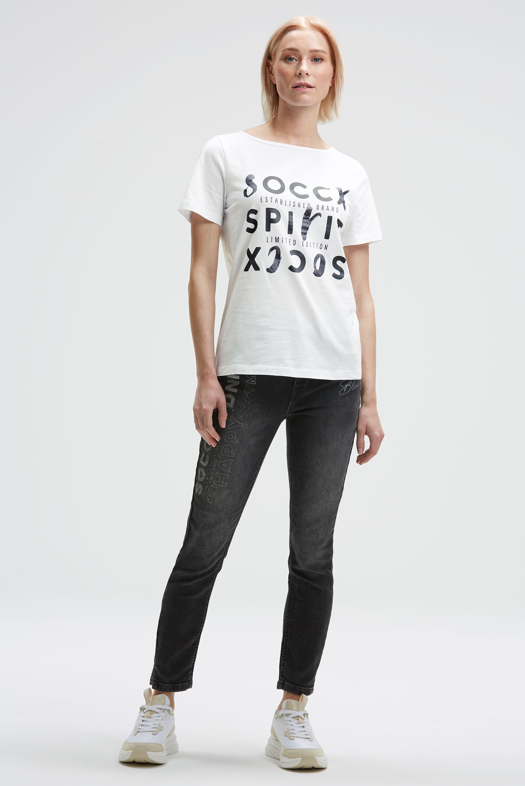 SOCCX Kurzarmshirt, aus Baumwolle