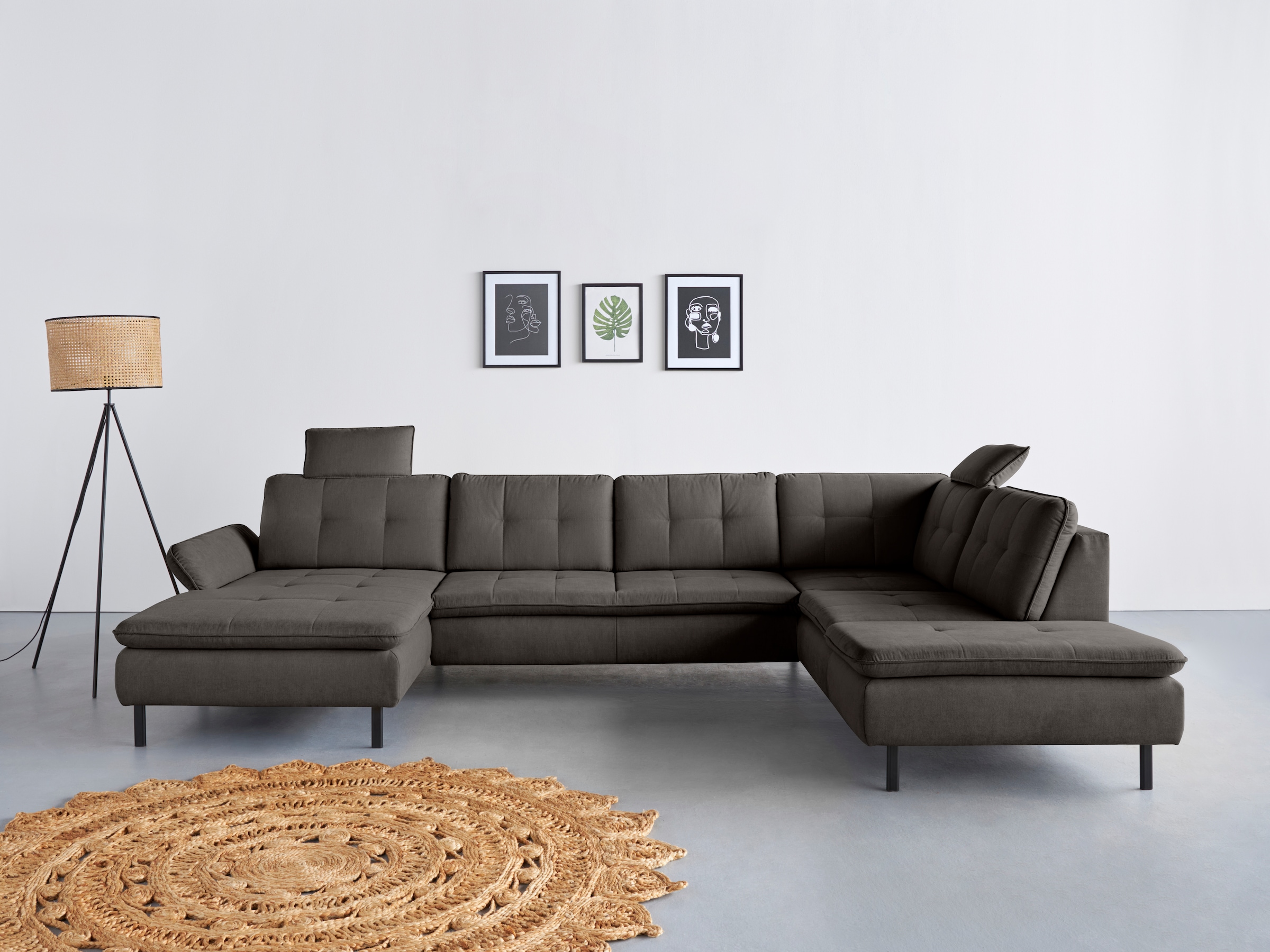 Home affaire Wohnlandschaft "Birkholm U-Form" Armlehnverstellung, auch in E günstig online kaufen