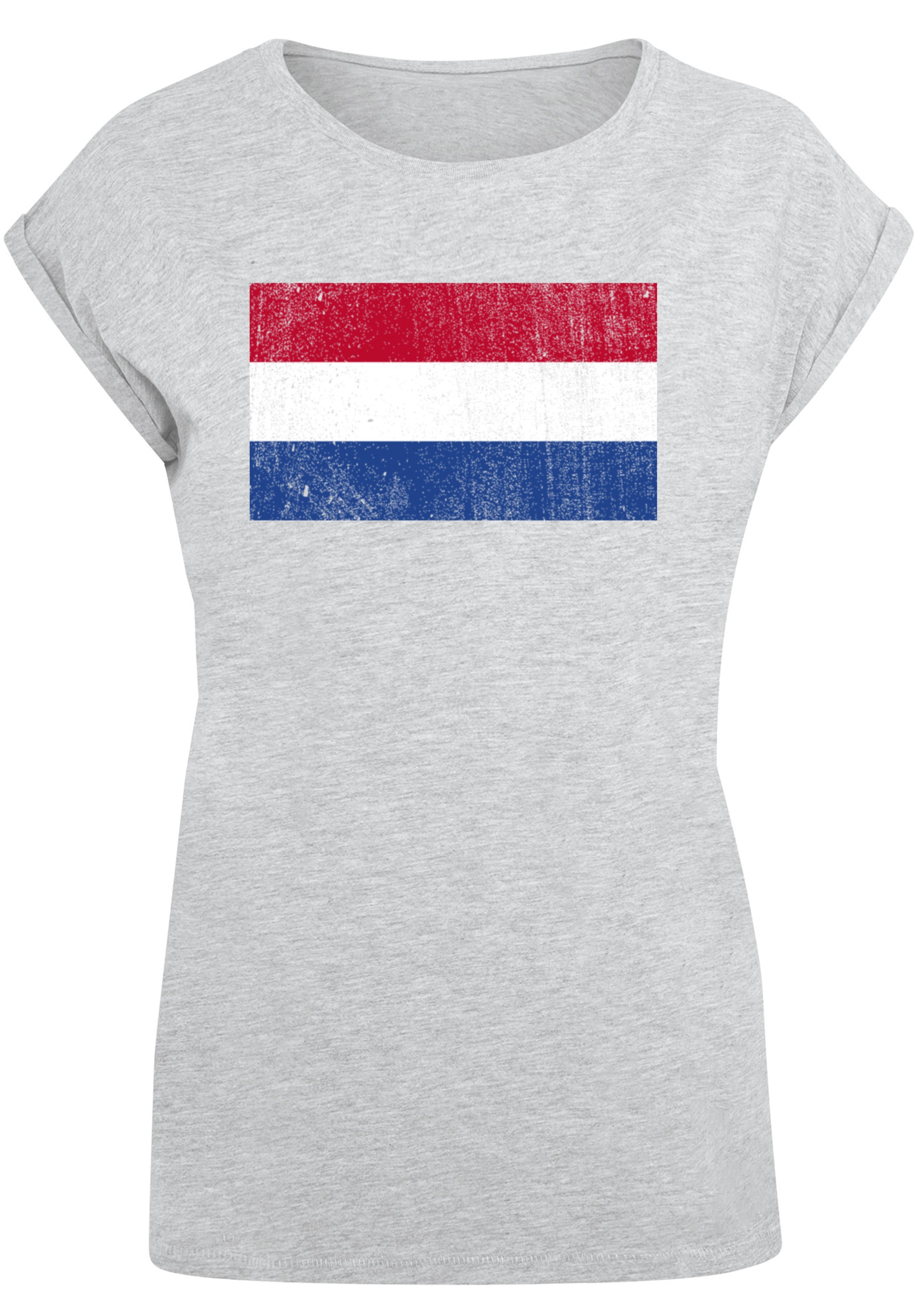 F4NT4STIC T-Shirt »Netherlands NIederlande Holland Flagge distressed«, Print