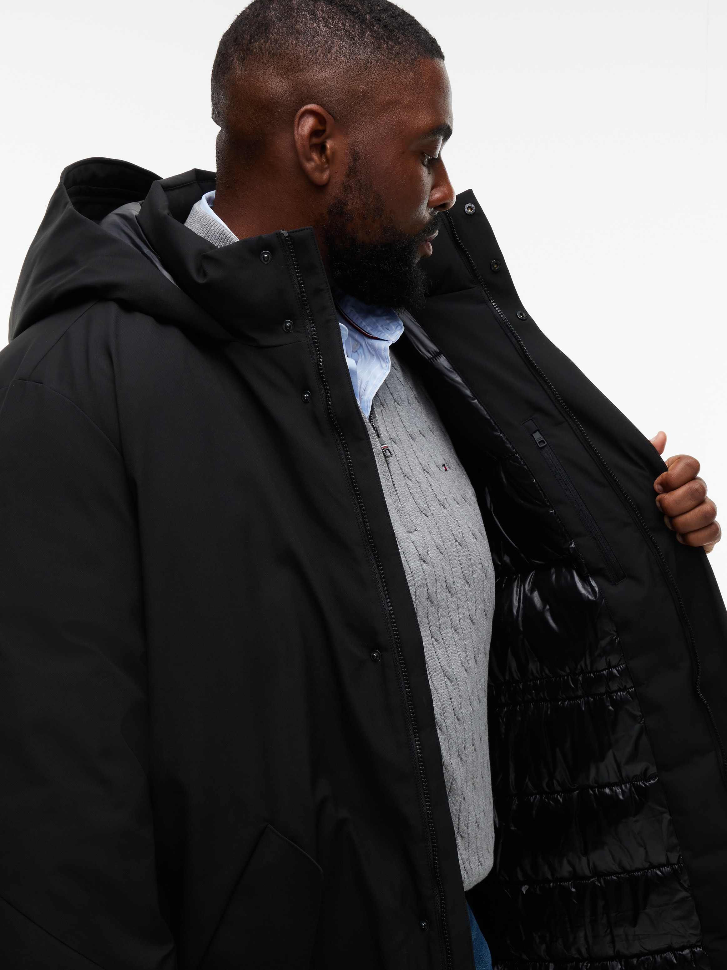 Tommy Hilfiger Big & Tall Funktionsmantel "HOODED PARKA" Große Größen Tech Winterparka Jacke Wasserabweisend abnehmbare Kapuze