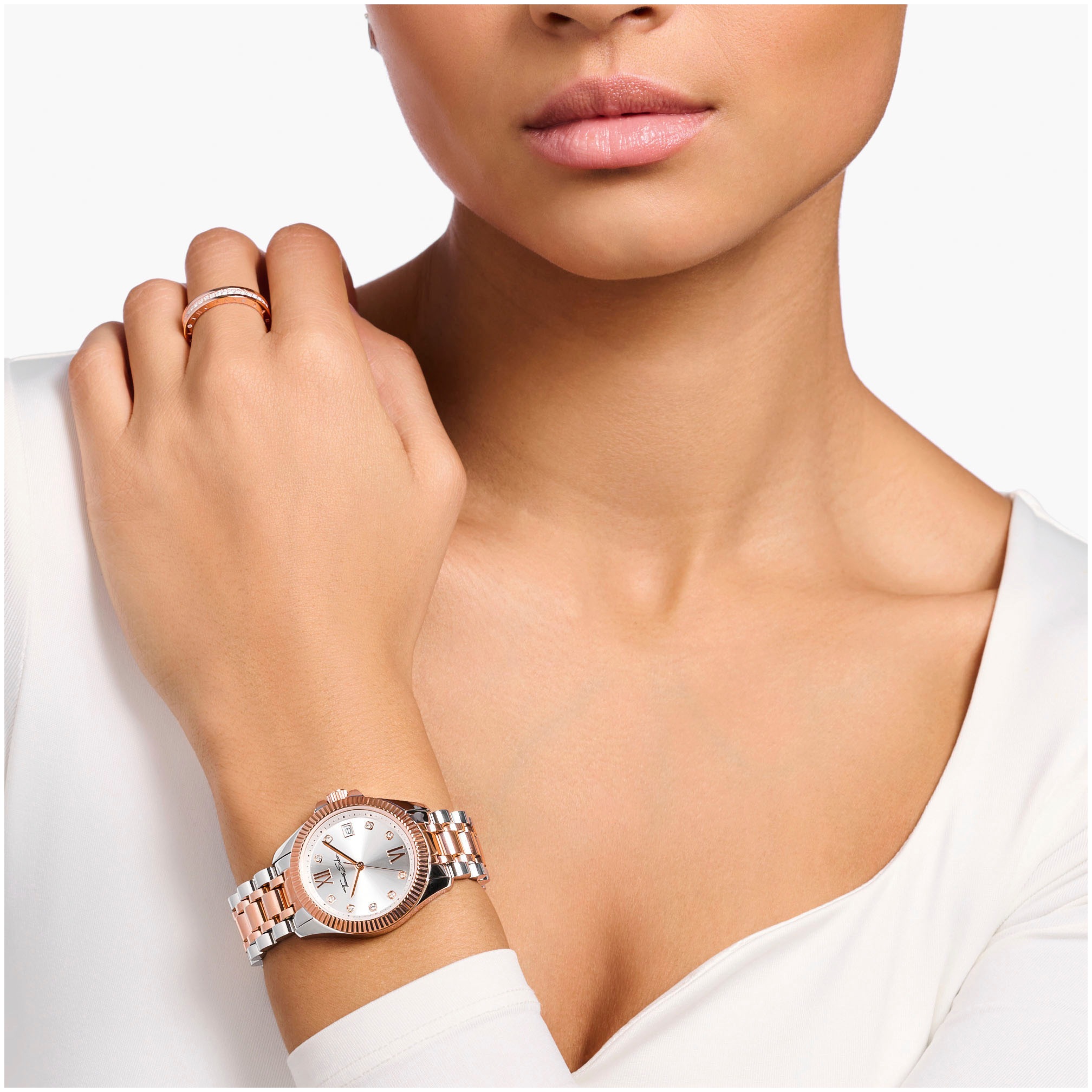 THOMAS SABO Quarzuhr »DIVINE«, Armbanduhr,Damenuhr,Mineralglas m. Saphirbeschichtung,Edelstahlarmband