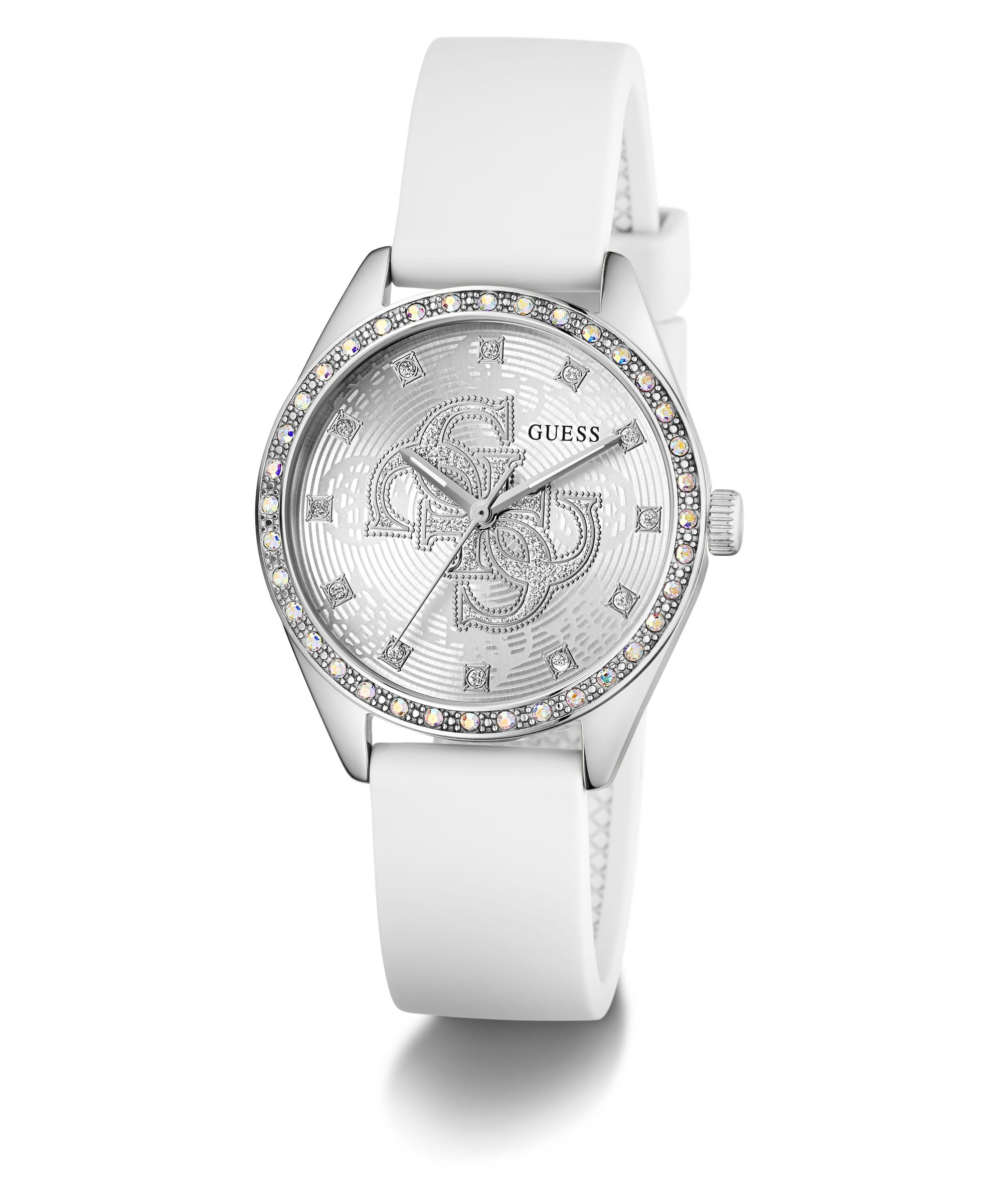 Guess Quarzuhr »AVA« Armbanduhr, Damenuhr, Silikonarmband, analog