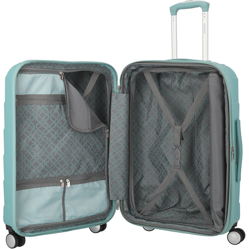 travelite Hartschalen-Trolley »Kalisto, 67 cm, aqua«, 4 Rollen, mit Volumenerweiterung;