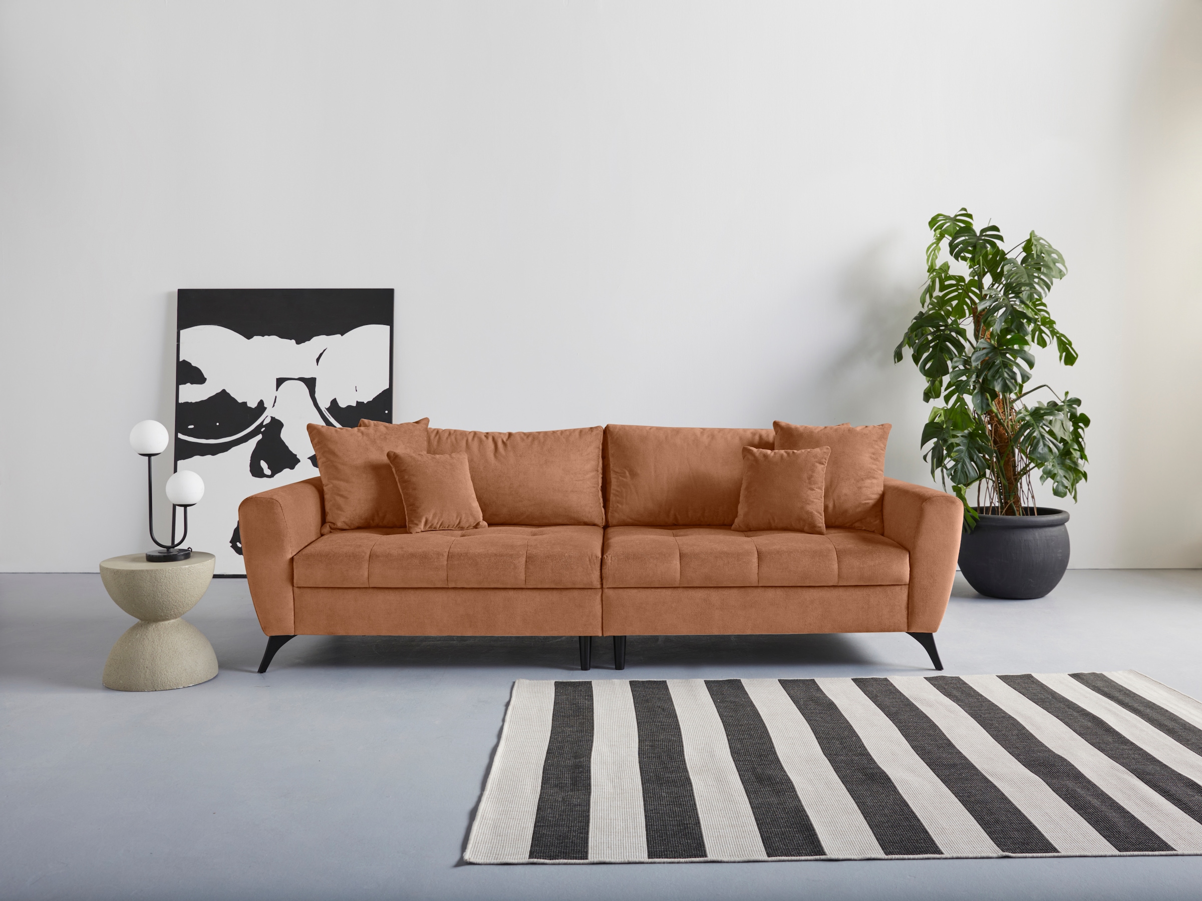 INOSIGN Big-Sofa "Lörby", auch mit Aqua clean-Bezug, feine Steppung im Sitzbereich, lose Kissen