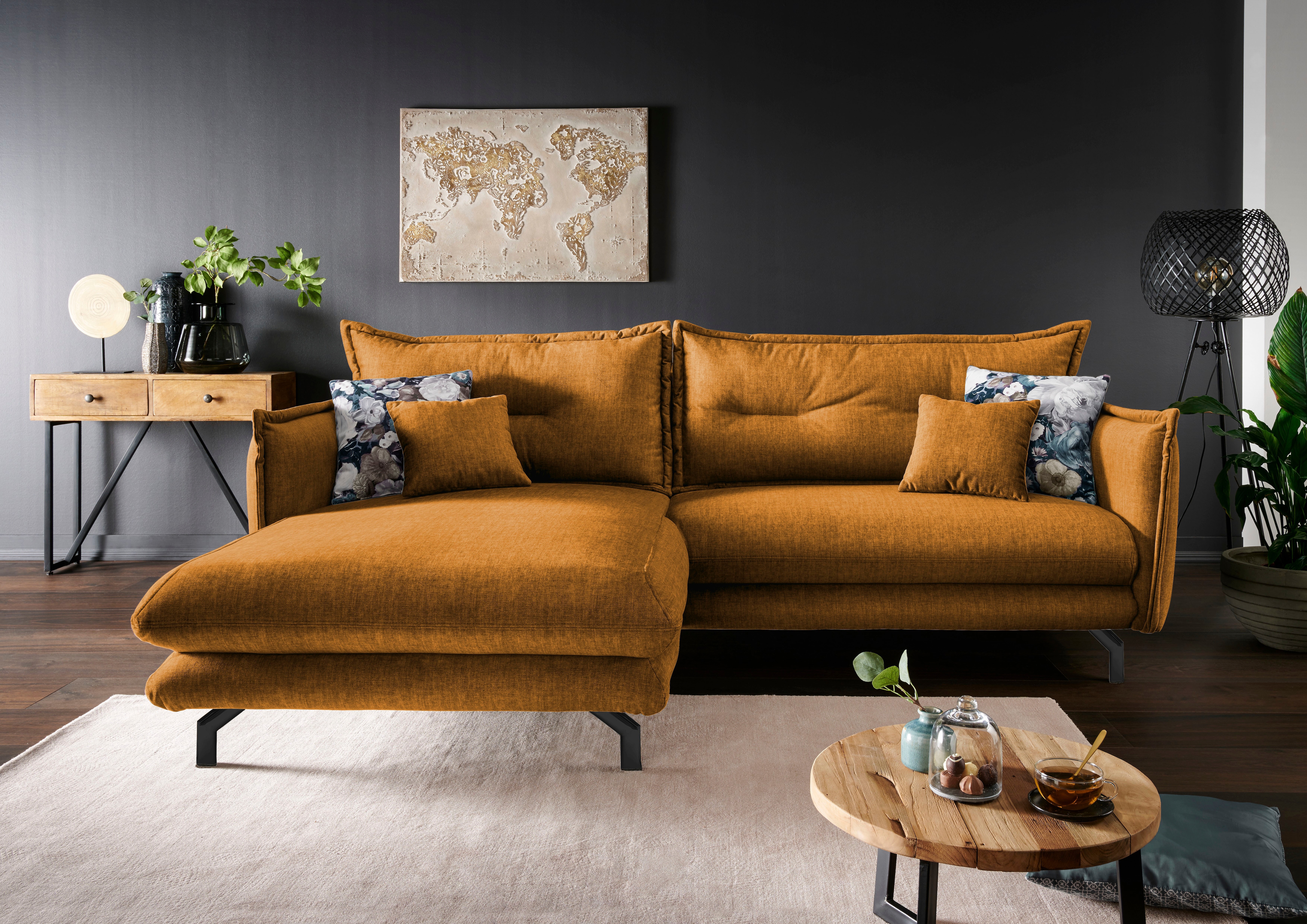Home affaire Ecksofa "Lava modern & bequem, Breite 255cm, tolle Detailverarbeitung" Armlehnen verstellbar