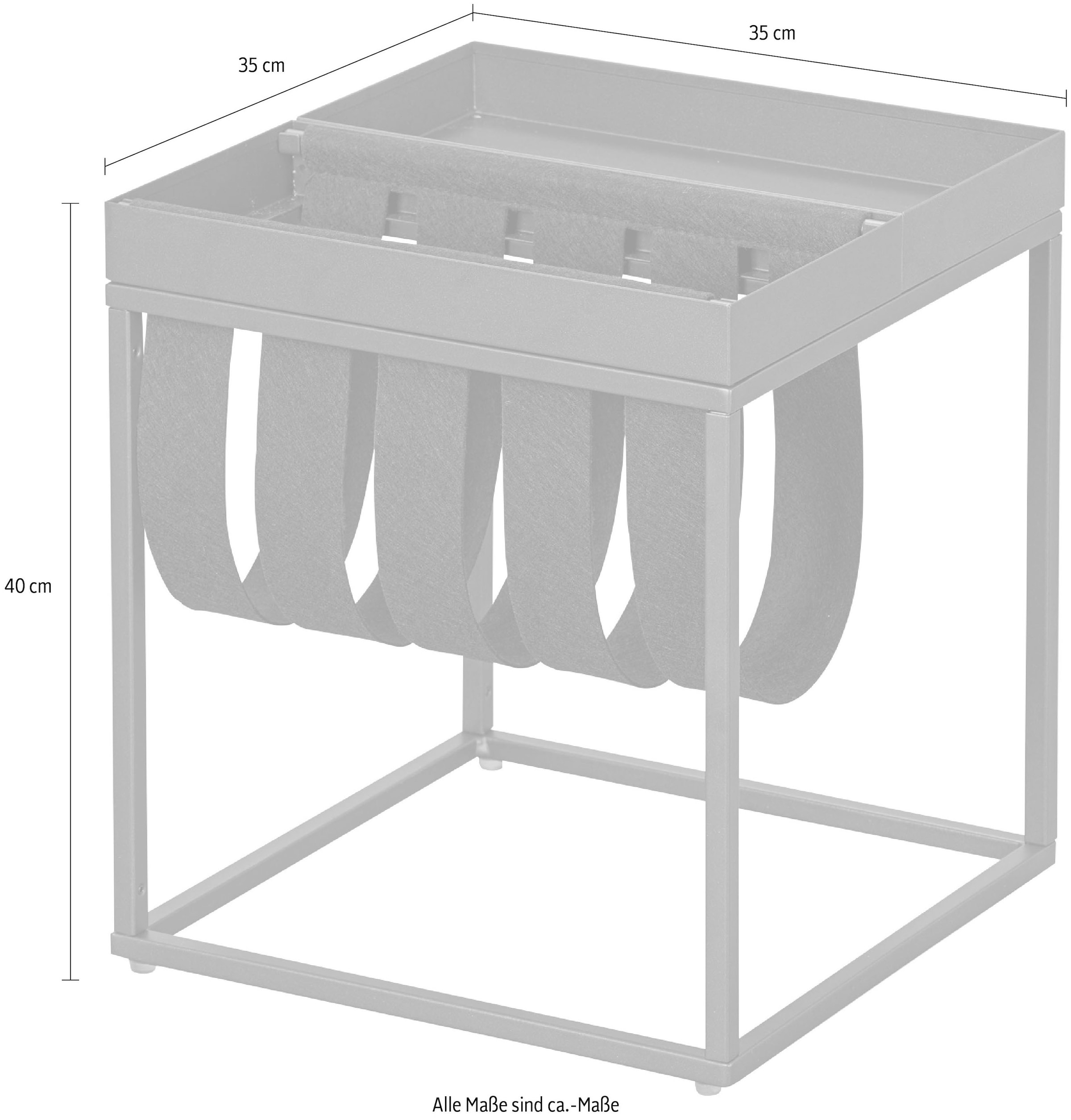 Inter Link Beistelltisch »Club NY, Magazinenständer, Metall & Filz, modernes Design, Ablagetisch« Wohnzimmertisch mit praktischem Ablagefach, BxTxH: 35 x 35 x 40 cm