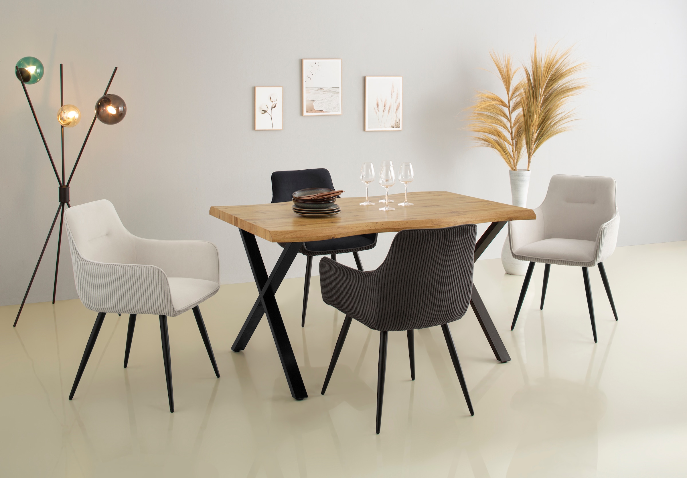 HELA Esszimmerstuhl "LISA" (Set) 2 Stk. Armlehnstuhl, moderner Materialmix: günstig online kaufen