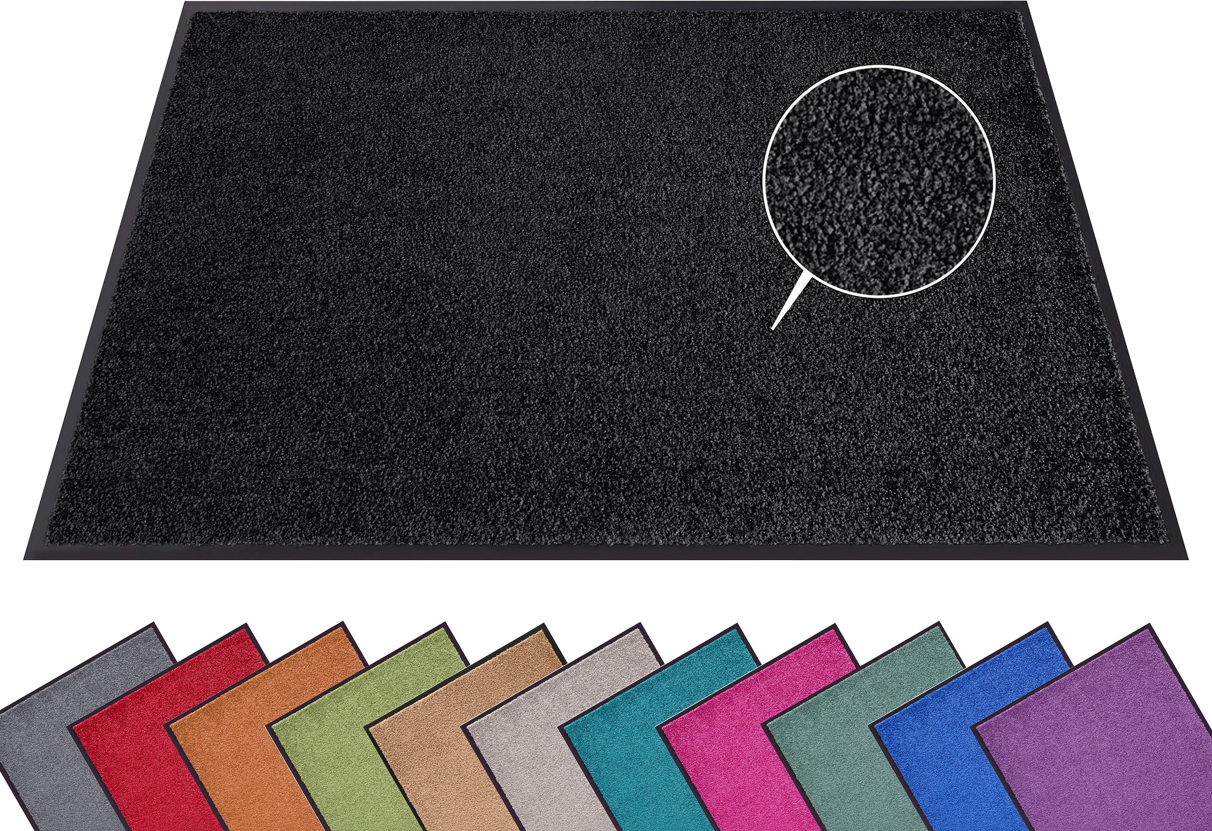 Fußmatte HANSE HOME, B:60cm H:7mm L:90cm, schwarz, Kunstfaser, Flur, Teppiche, "Wash & Clean", Schmutzfangmatte, Türmatte, In- und Outdoor, Teppich,