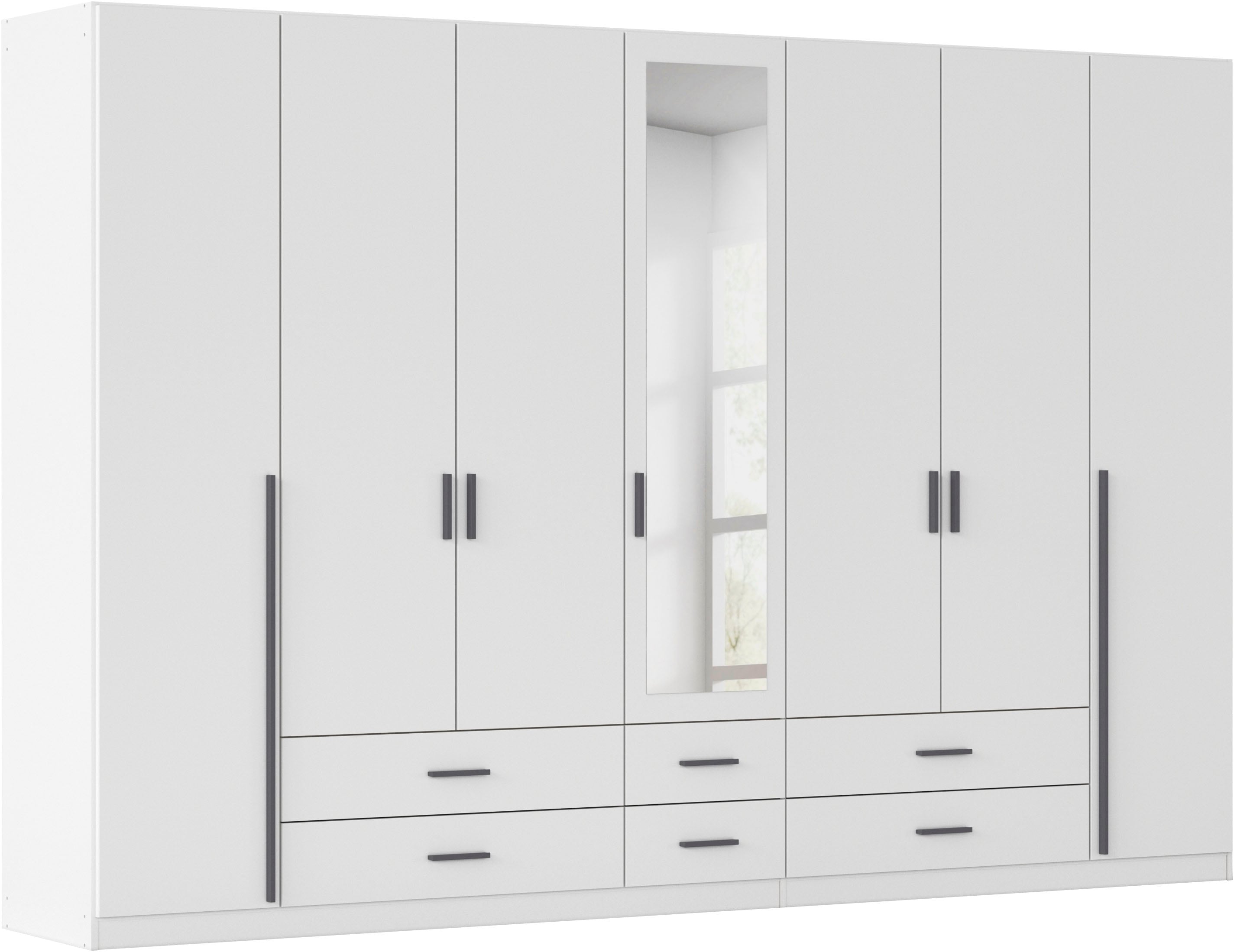 rauch Kleiderschrank "Schrank Garderobe Ankleide GAMMA Breiten 91/136/181/226/271/315/360 cm" in 3 Ausstattungen BASIC/CLASSIC/PREMIUM (inkl. SOFT-CLOSE-Funktion), verschiedene Griff-Varianten, mit Spiegel TOPSELLER MADE IN GERMANY