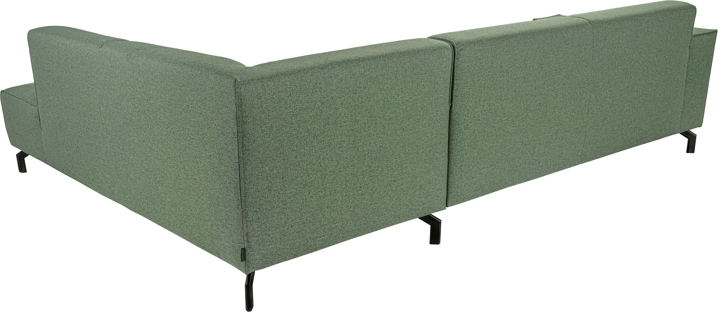 Places of Style Ecksofa »Lorcan, Breite 275 cm, weiches Sitzgefühl«, mit schwarzen Metallfüßen, Lederoptik und in weichem Strukturstoff