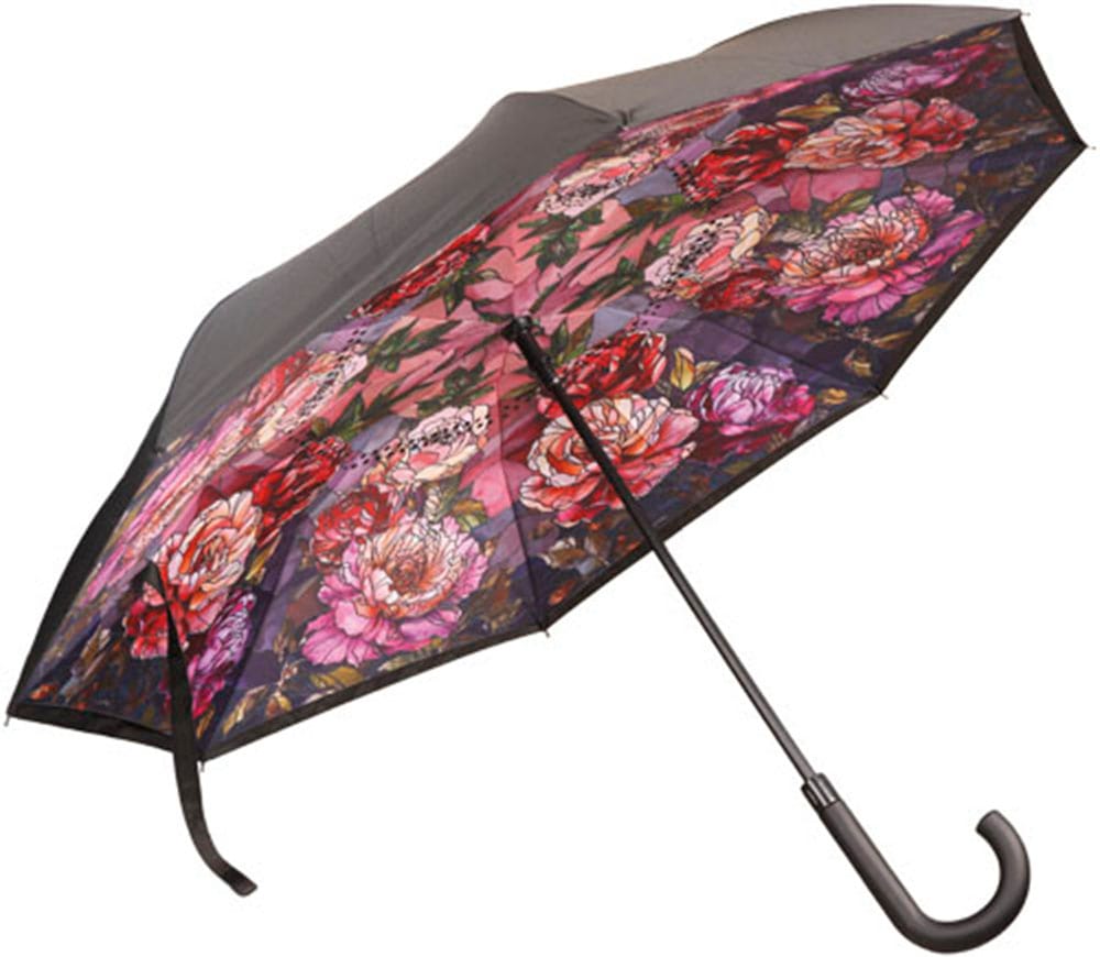 Goebel Stockregenschirm "Louis Comfort Tiffany - Pfingstrosen" mit Upside/Down Öffnung