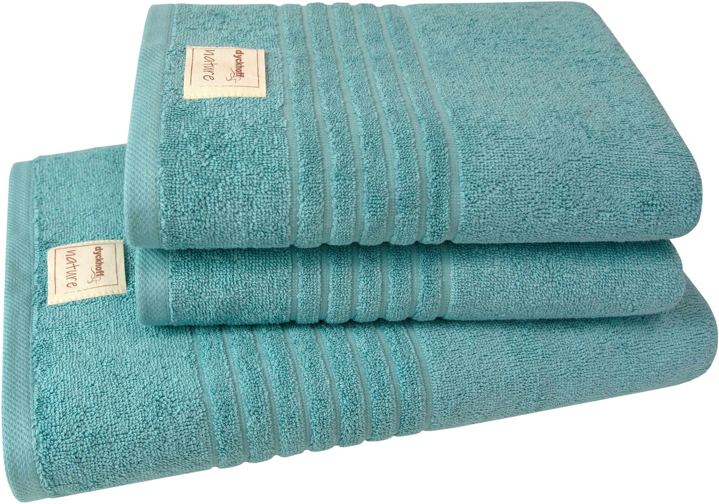 Dyckhoff Handtuch Set "Nature" Set 3 Stk. Frottier 3er Set: 2x Handtücher, je 50 x 100 cm & 1x Badetuch 70 x 140 cm