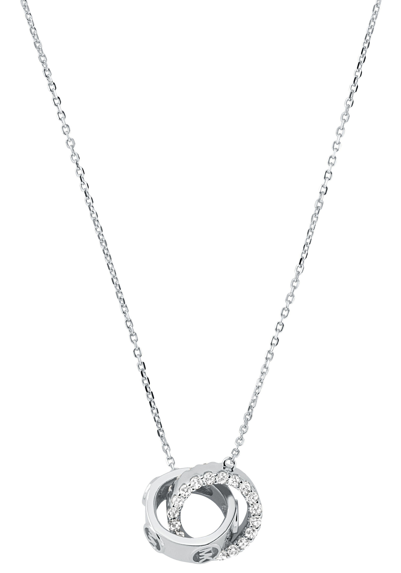 Kette mit Anhänger MICHAEL KORS "Schmuck Geschenk Silber 925 Halsschmuck PREMIUM", silber (silberfarben, kristallweiß), Halsketten, Damen, Silber 925 (Sterlingsilber), L: 45,5, mit Zirkonia (synth.) 2