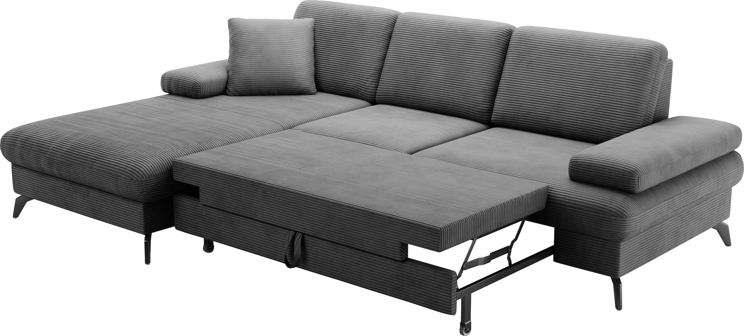 sit&more Ecksofa »Morris Jubi L-Form, inklusive XXL-Liegefläche, bzw. Schlaffunktion«, Bettfunktion, Armteilverstellung und 1 Zierkissen