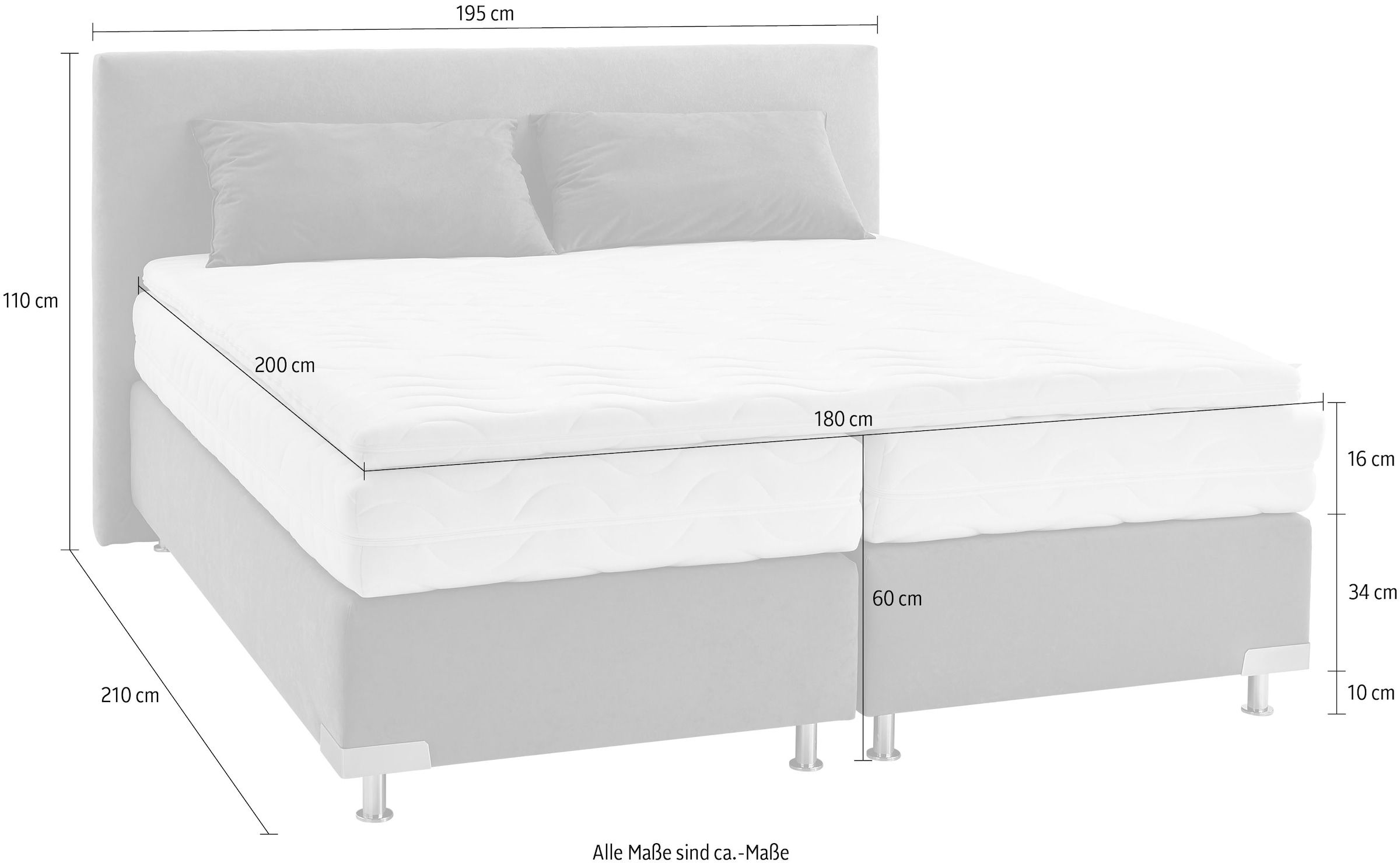 Westfalia Schlafkomfort Boxspringbett, mit dekorativen verchromten Eckelementen an der Box