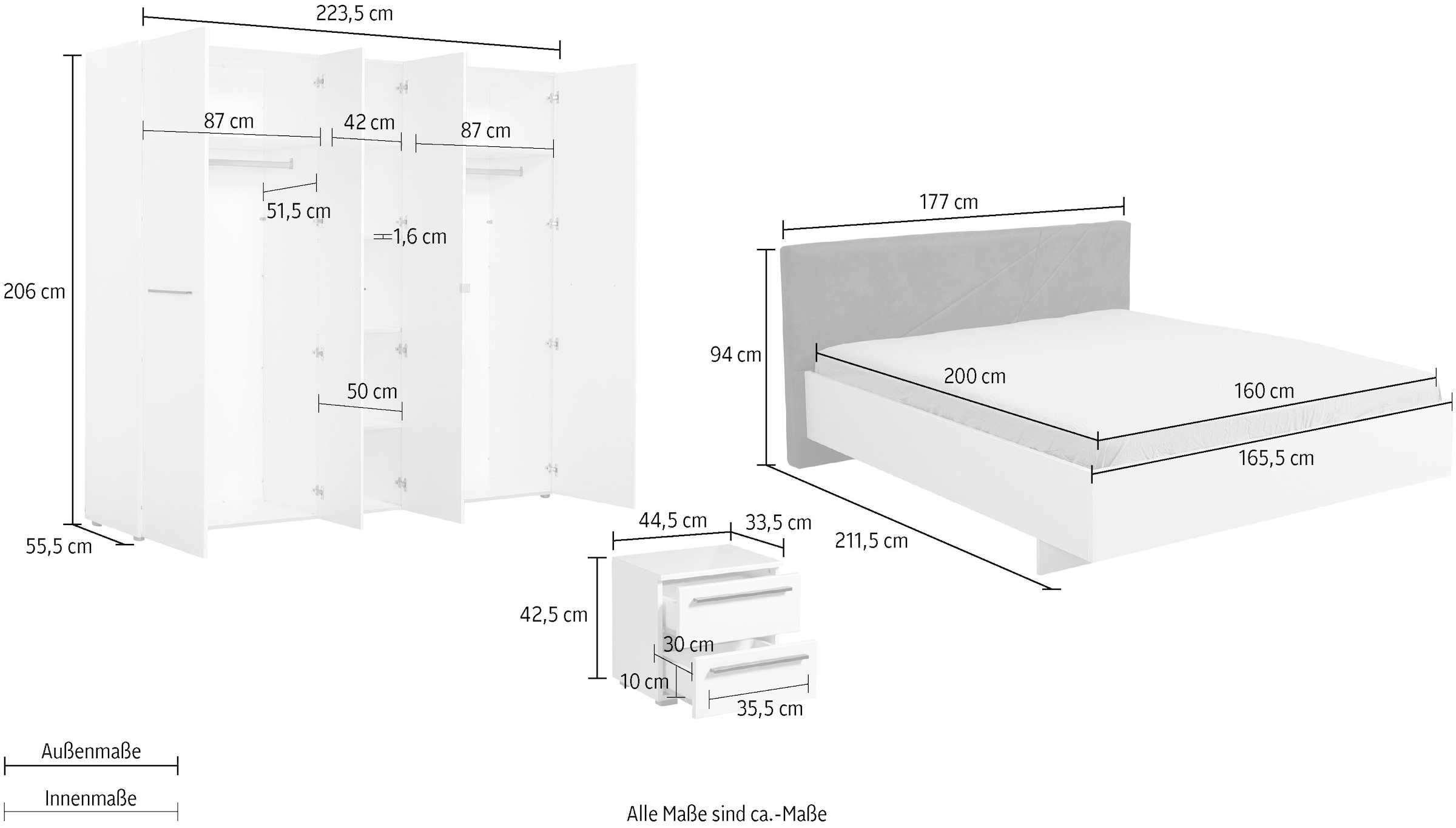 INOSIGN Schlafzimmer-Set »Ksanti«, (4 St.)