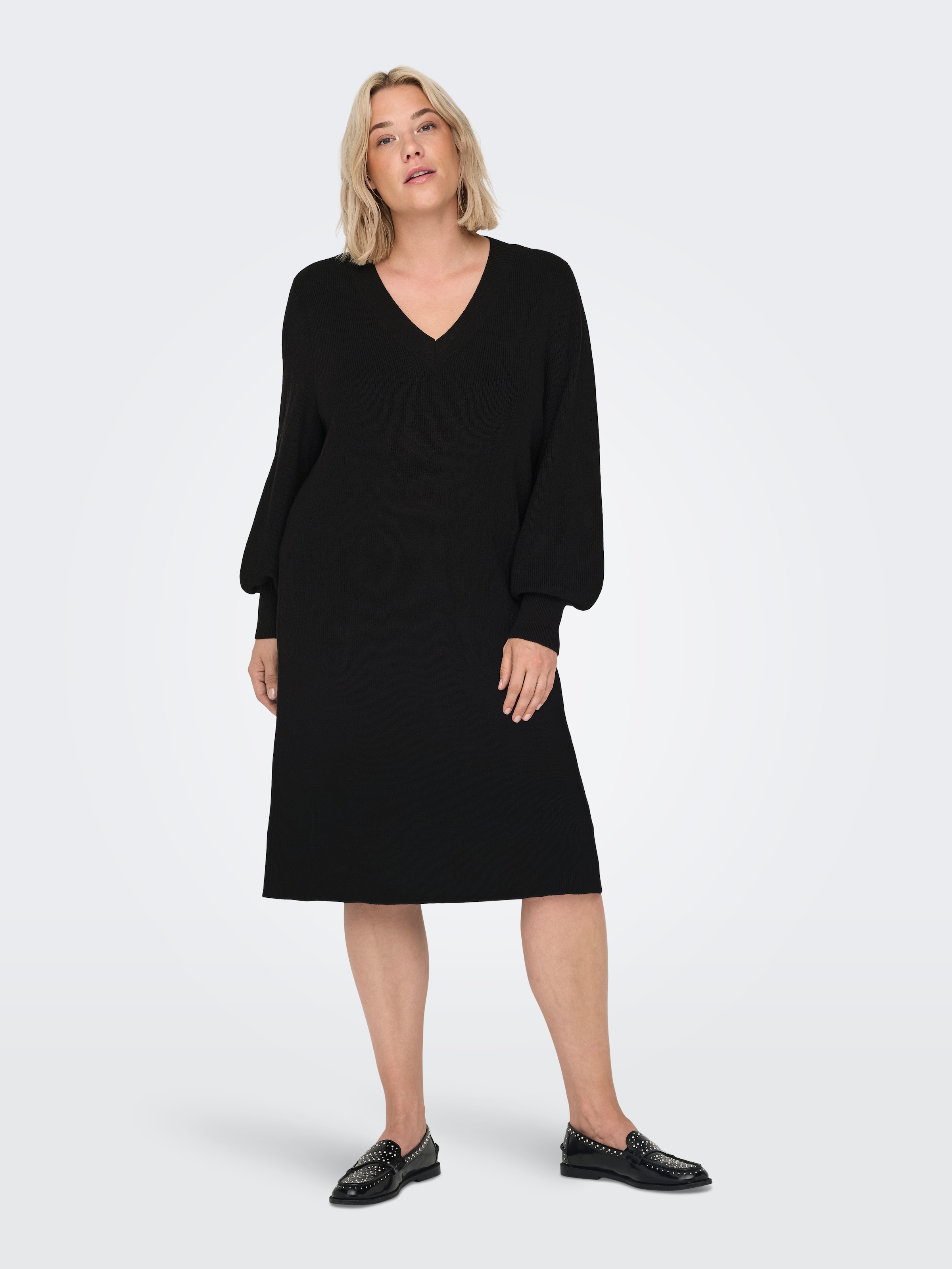 ONLY CARMAKOMA "CARKATIA LS V-NECK DRESS KNT NOOS" günstig online kaufen
