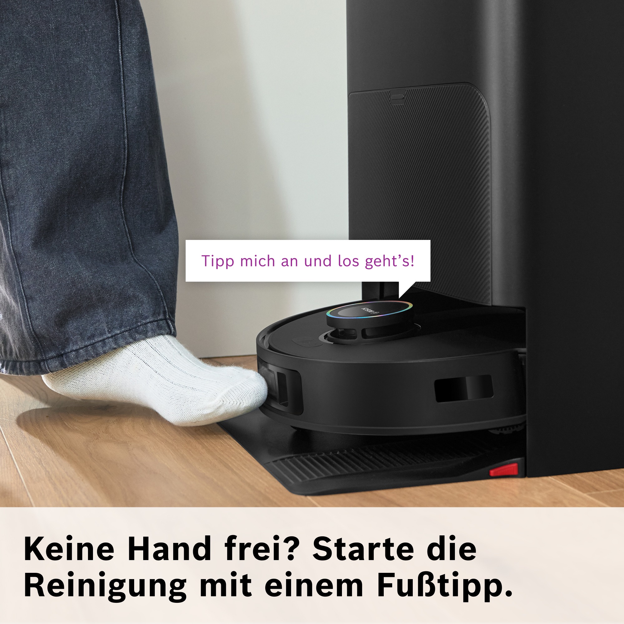 BOSCH Saugroboter »Spotless Max Cam BCRDW3BX, rotierende Wischpads, 70°C Selbstreinigung«, Datensicherheit, 11.000 Pa Saugkraft, Absaugstation, Kamera