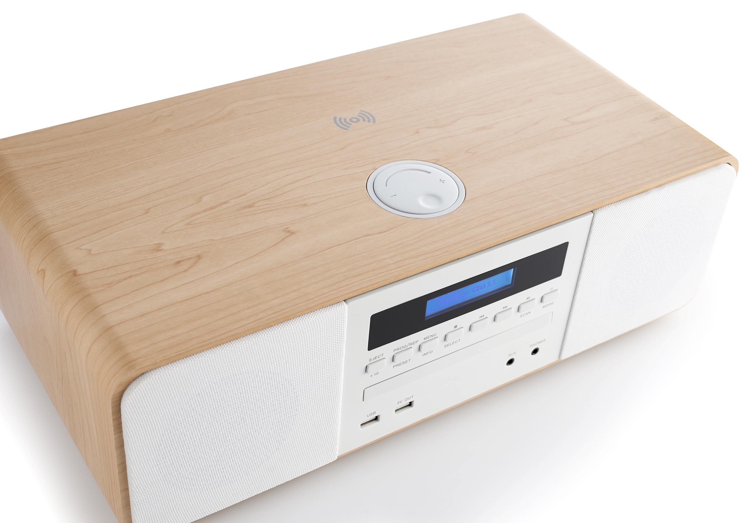 Thomson Kompaktanlage »MIC201IDABBT weiß/braun, CD, 50 Watt«, Displaybeleuchtung-UKW Radio-USB-Audiowiedergabe, DAB+, Induktion Charging