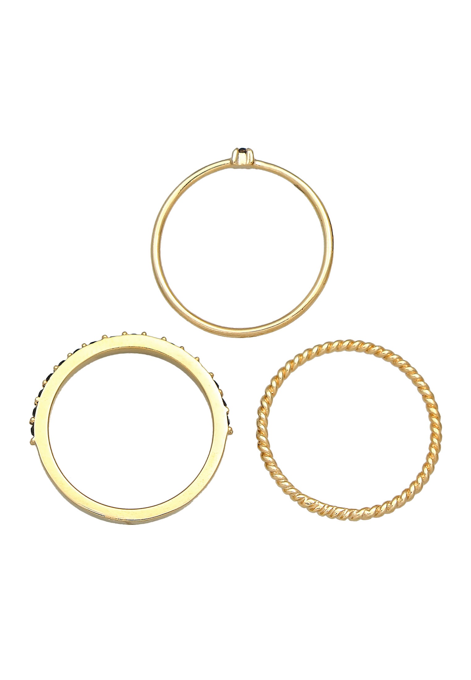 ELLI Stackable Ring Set 925 Silver Gold Size 52 2