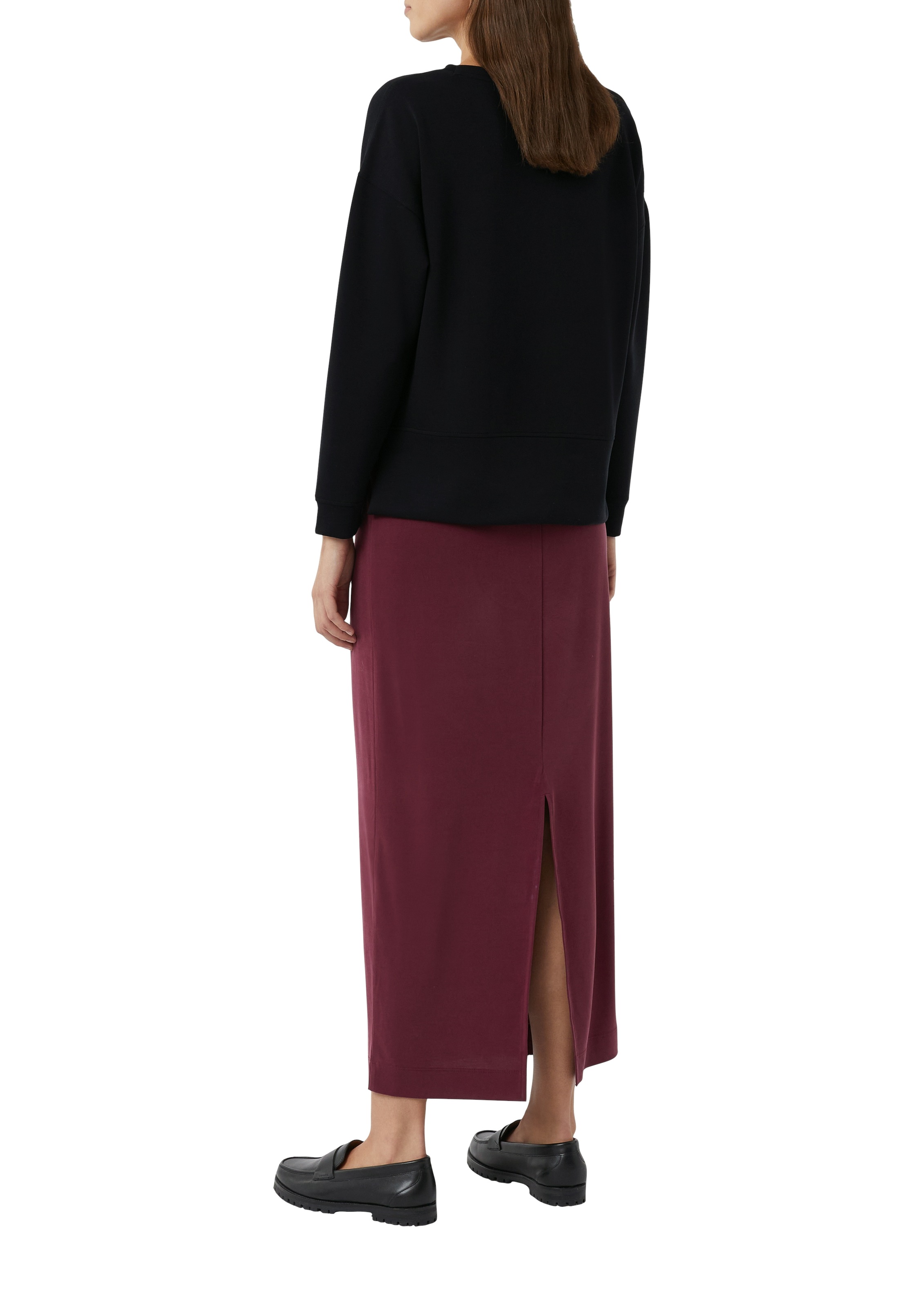 comma casual identity Sweatshirt, unifarben, casual, relaxed fit, Materialmix, Rundhals