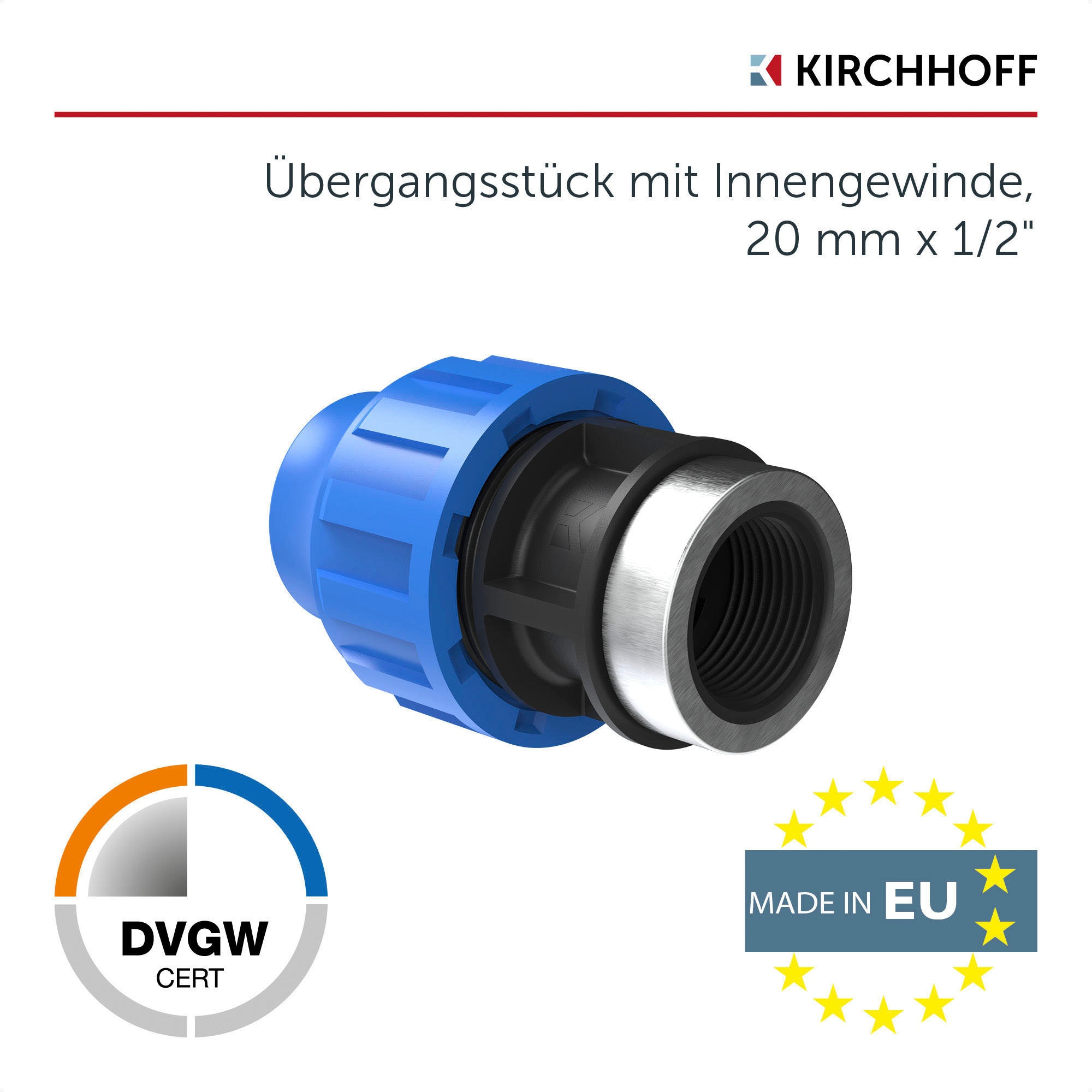 Kirchhoff Anschlussstück, für HDPE Rohr, 20 mm x 1/2"