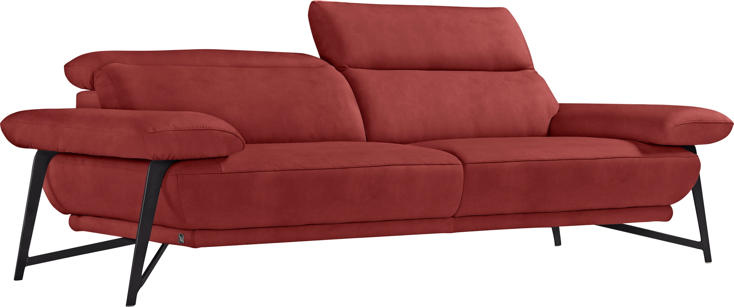 Egoitaliano 2,5-Sitzer »Anais, Designsofa mit erstklassigem Sitzkomfort, Fußfarbe schattengrau« Kopfteil verstellbar, 232 cm, Luxus-Microfaser Lederoptik, marsala