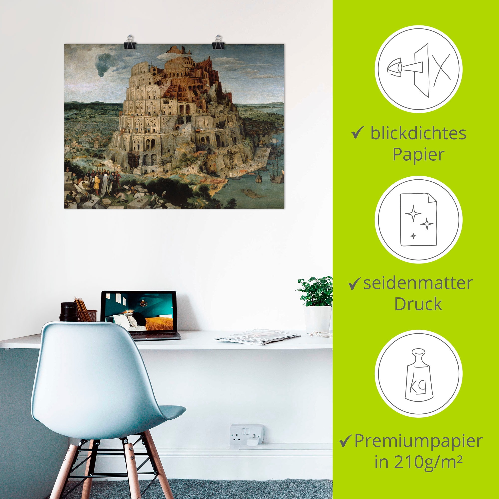 Artland Wandbild »Der Turmbau von Babel. 1563« Gebäude 1 Stk. tlg. als Leinwandbild, Poster in verschied. Größen