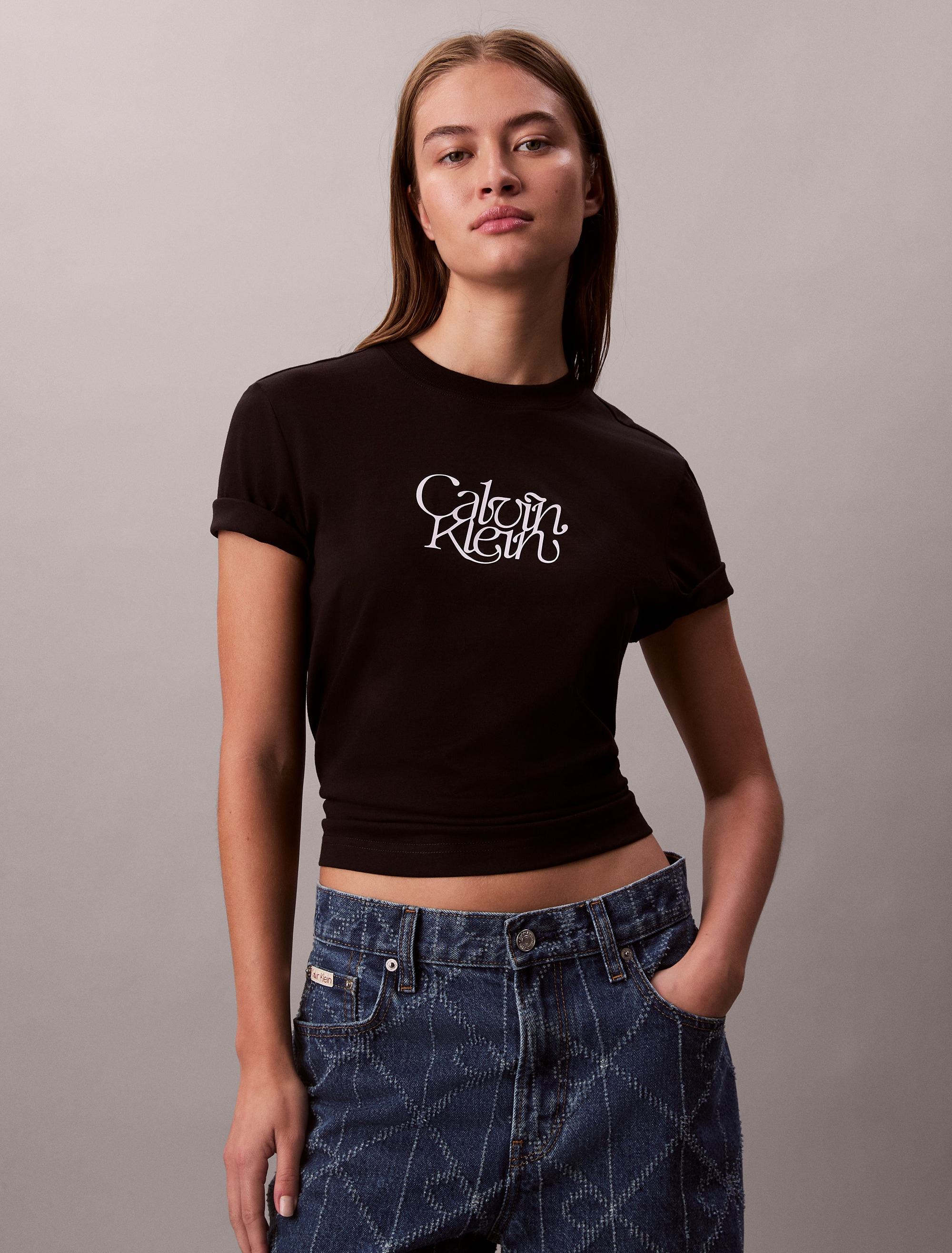 Calvin Klein Jeans T-Shirt "SS FITTED SCRIPT CALVIN KLEIN TE", Mit Rundhals günstig online kaufen