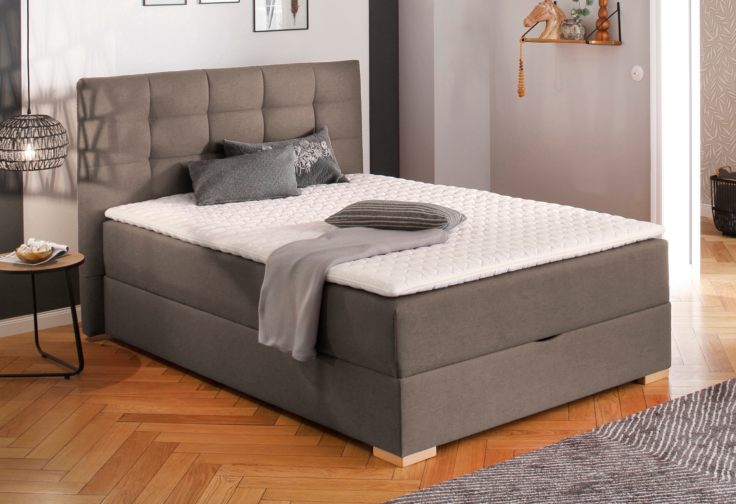 Home affaire Boxbett "Olivet mit Bettkasten" in 4 Farben, 4 Breiten, 2 Matratzenarten, auch in Überlänge 220 cm