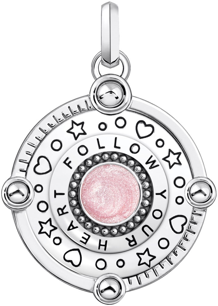 THOMAS SABO Kettenanhänger »rosa mit Herzplaneten und Steinen, PE959-340-9«, mit Glas-Keramik Stein, Korund (synth.), Zirkonia (synth.)