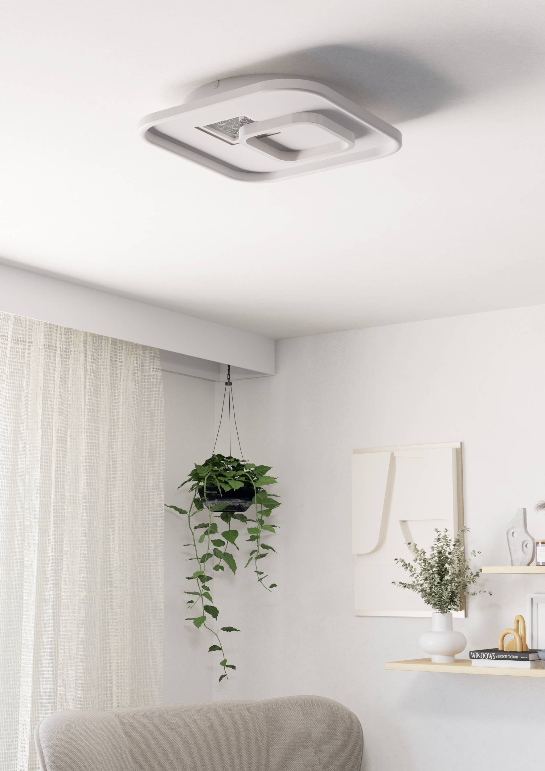 EGLO Deckenleuchte »Tiriolo Deckenlampe, Wohnzimmerlampe, Metall, Kunststoff, Flurlampe« LED-Modul 1 Stk. Neutralweiß Wand-/Deckenleuchte - L38 x B38 x H6 cm - weiß, silber